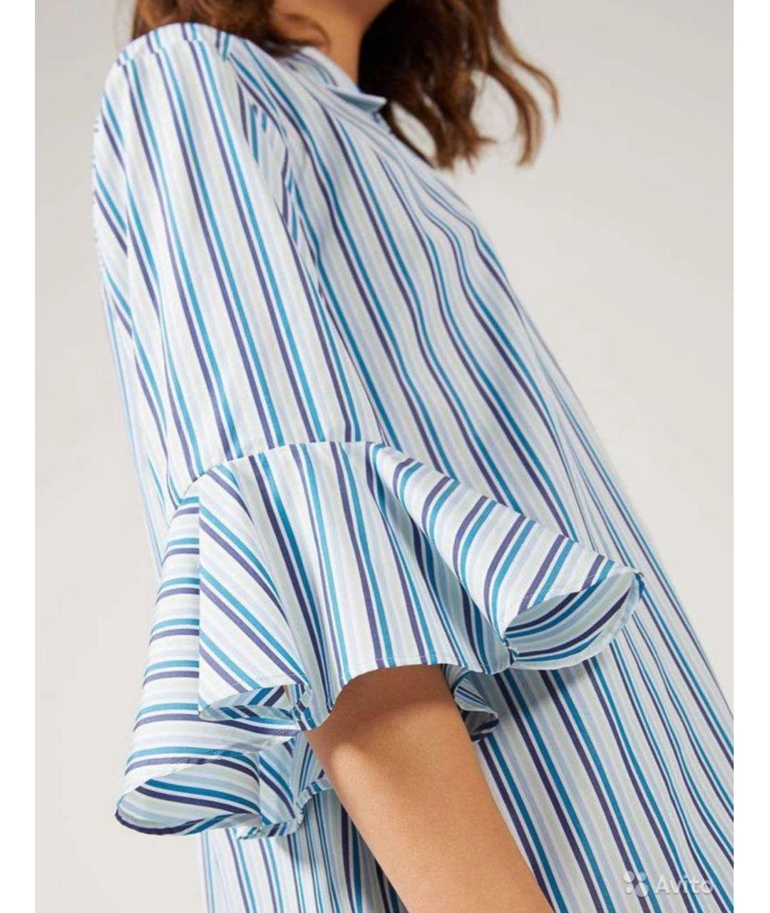 SPORTMAX Голубое хлопковое повседневное платье, фото 4