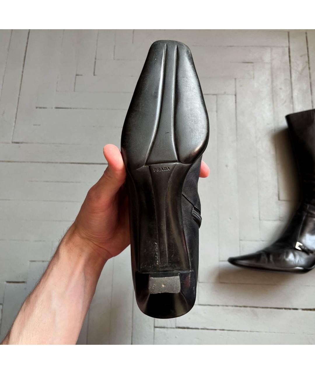 PRADA Черные кожаные сапоги, фото 6