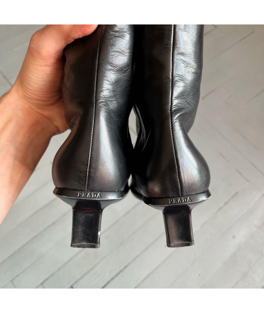 PRADA Черные кожаные сапоги, фото 4
