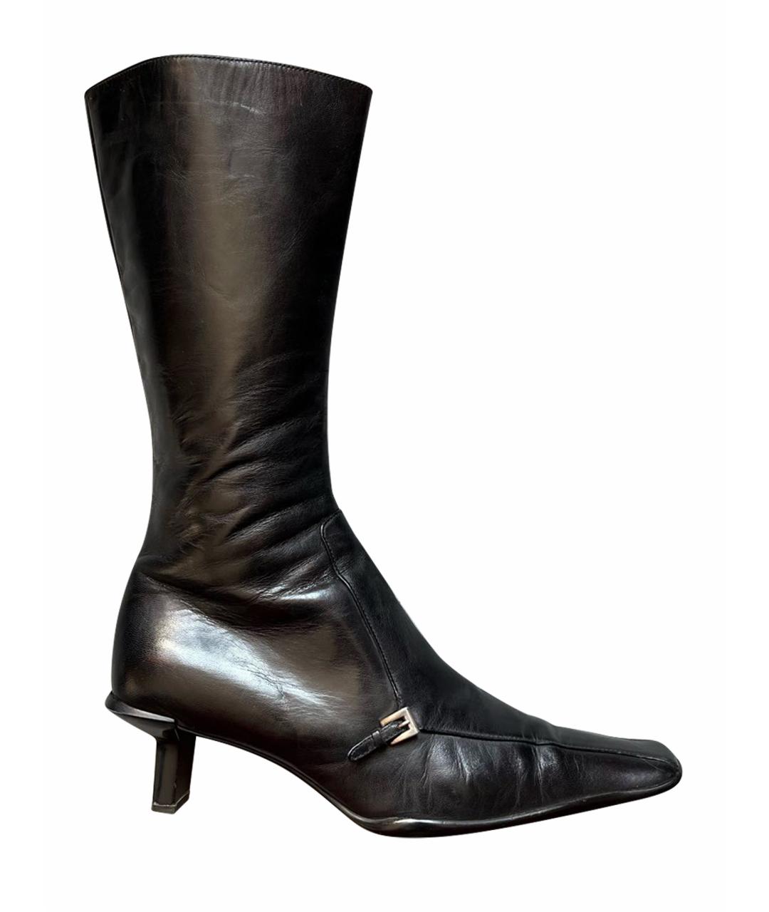 PRADA Черные кожаные сапоги, фото 1