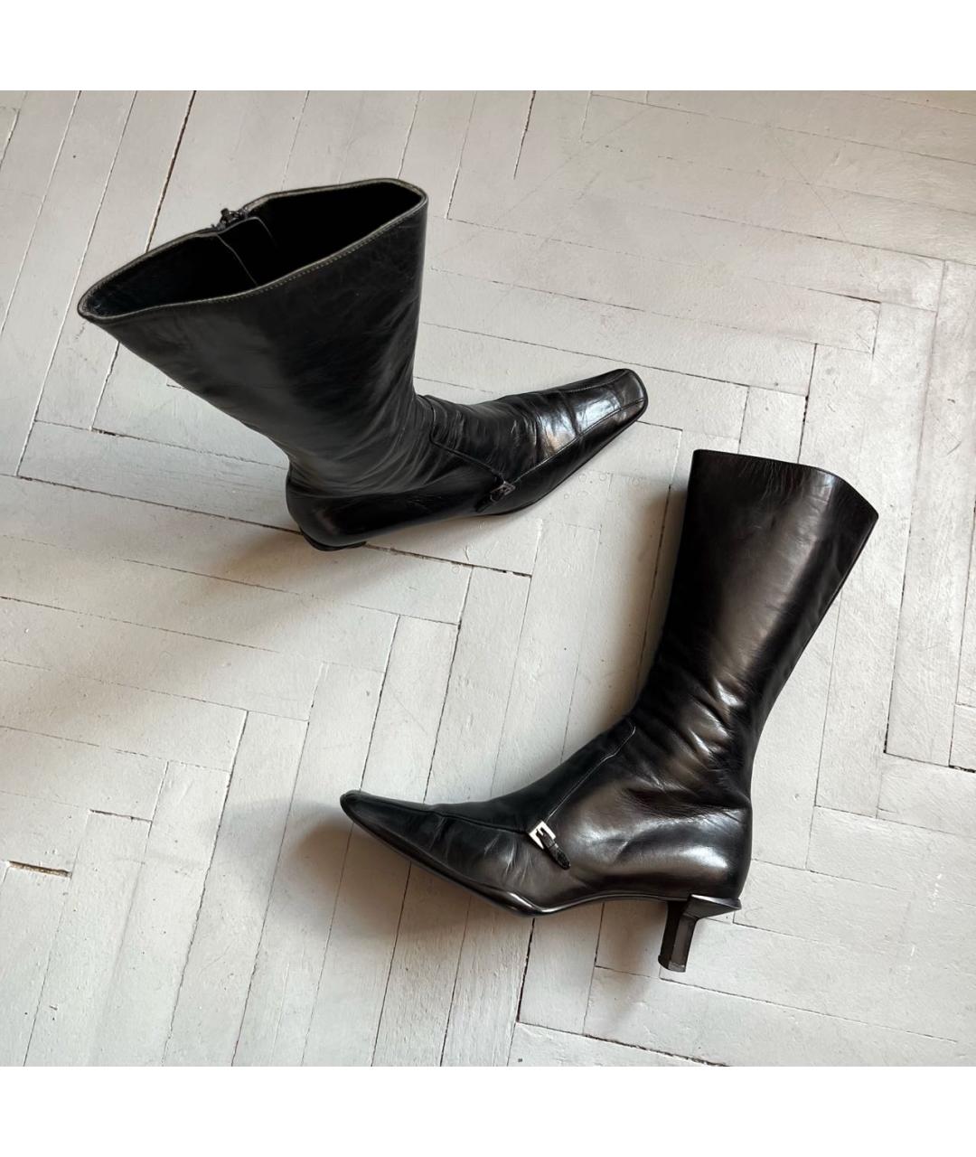 PRADA Черные кожаные сапоги, фото 7