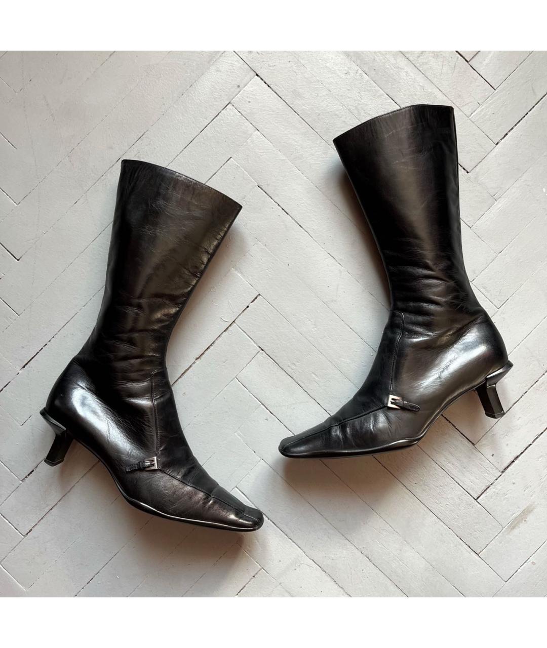 PRADA Черные кожаные сапоги, фото 3