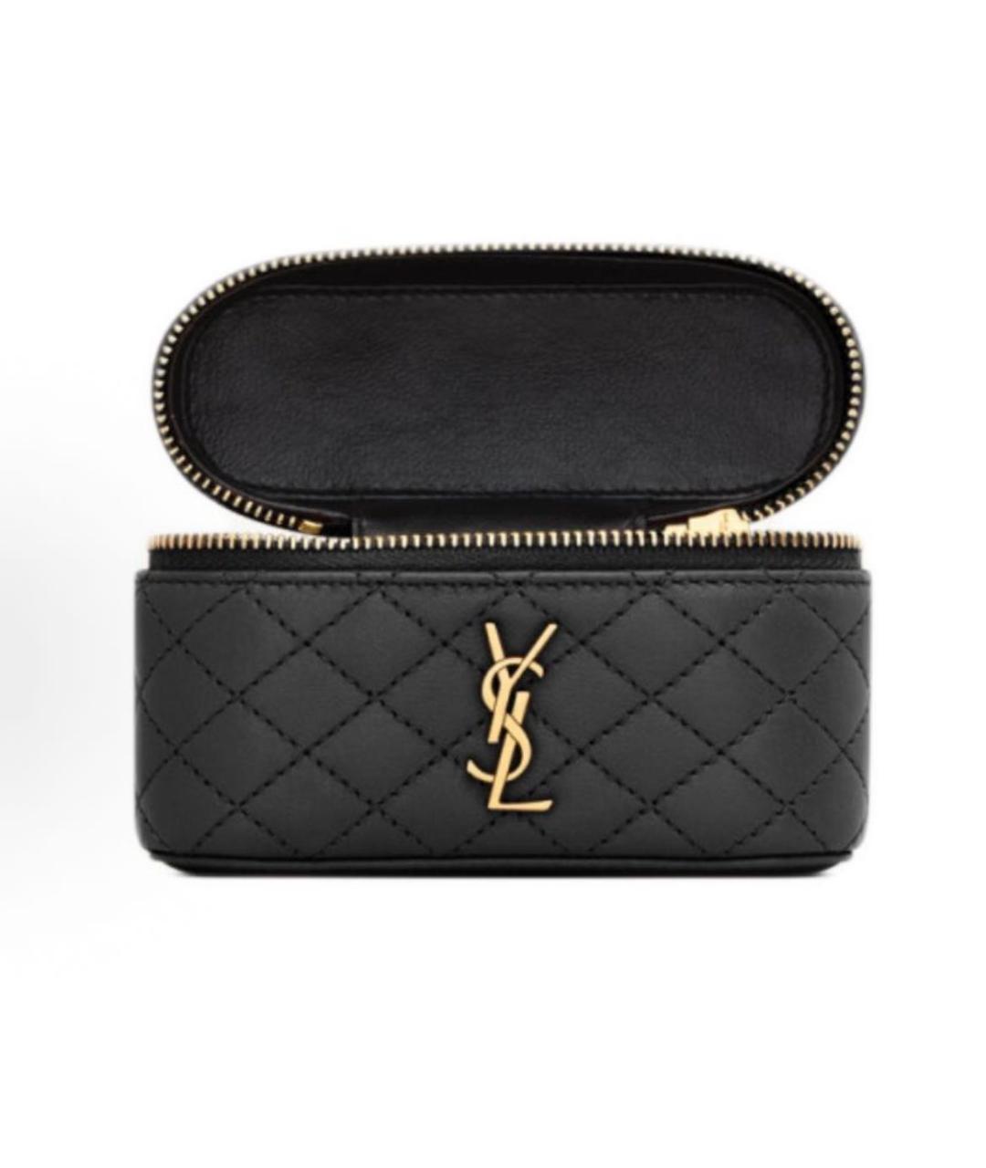 SAINT LAURENT Черная кожаная сумка через плечо, фото 2