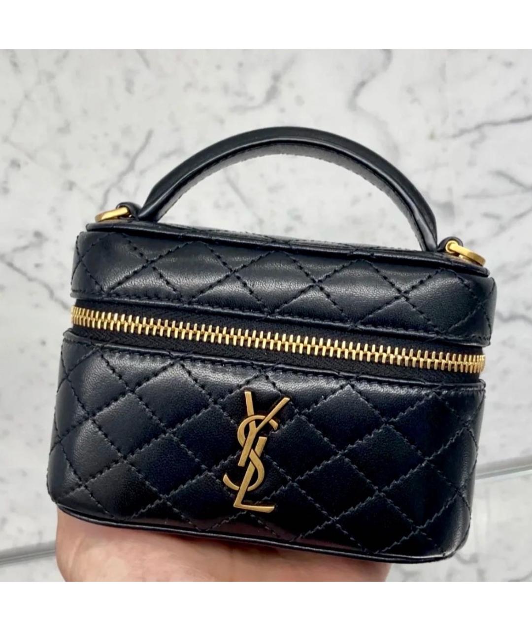 SAINT LAURENT Черная кожаная сумка через плечо, фото 6