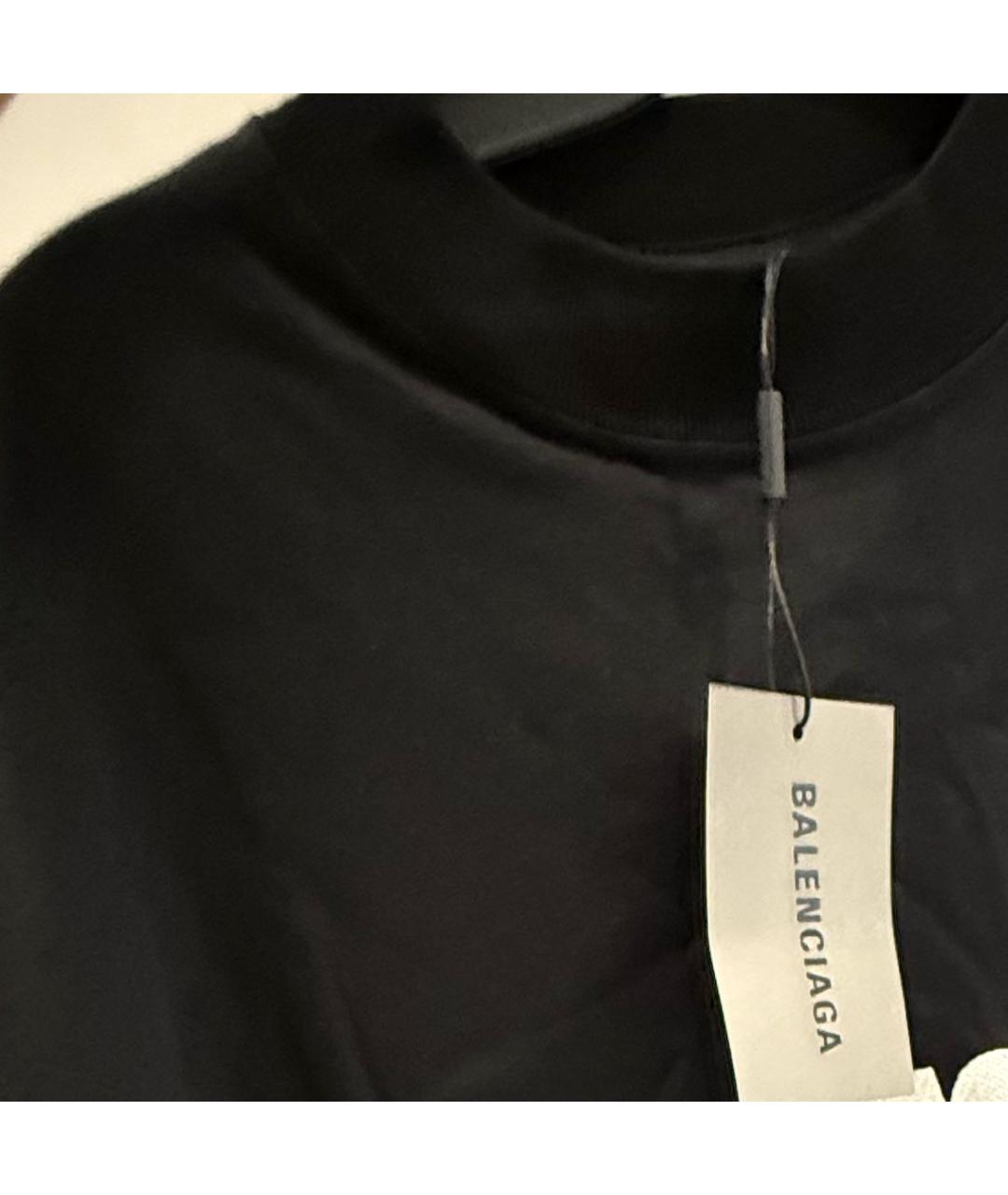 BALENCIAGA Черная хлопковая футболка, фото 4