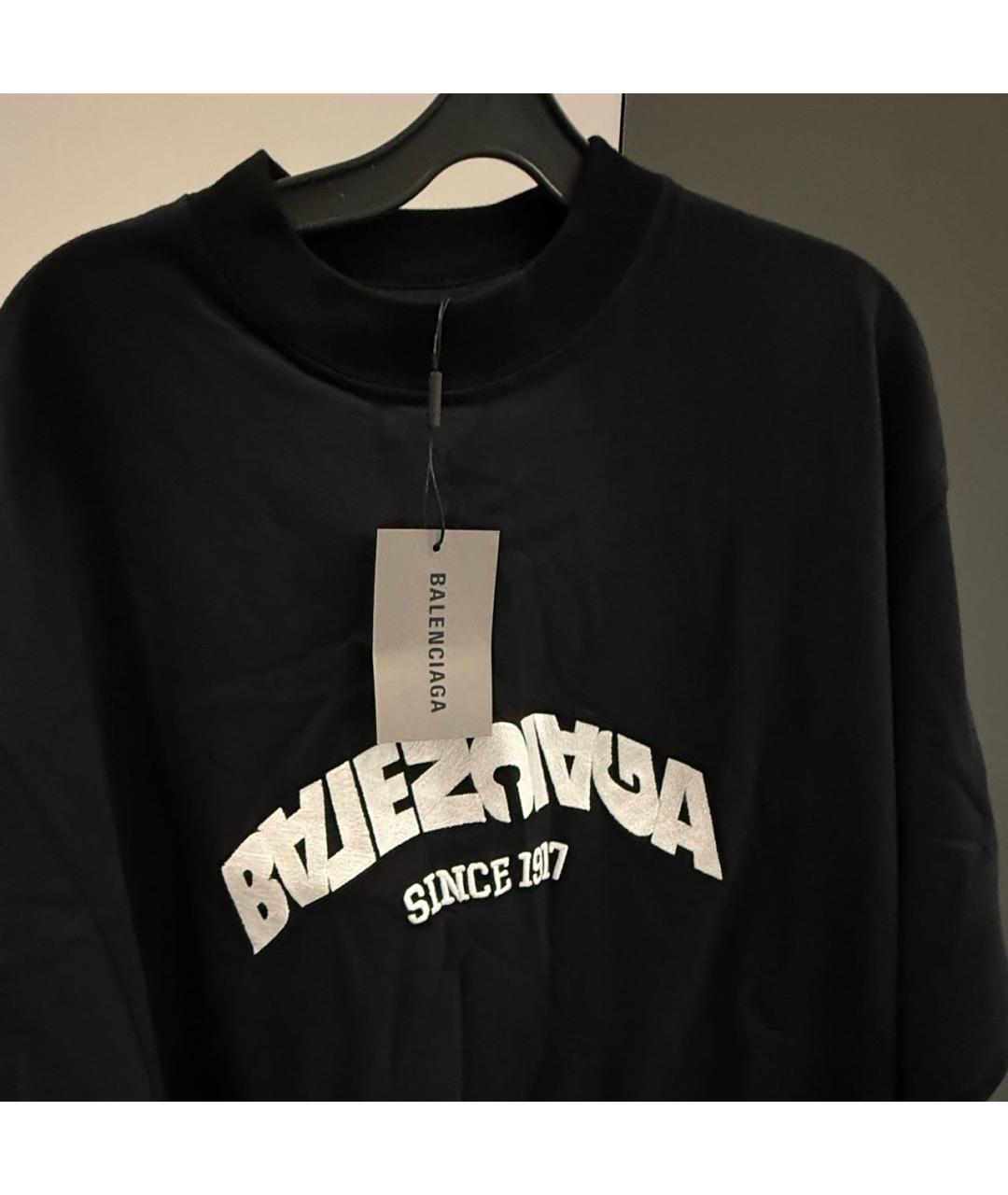 BALENCIAGA Черная хлопковая футболка, фото 3