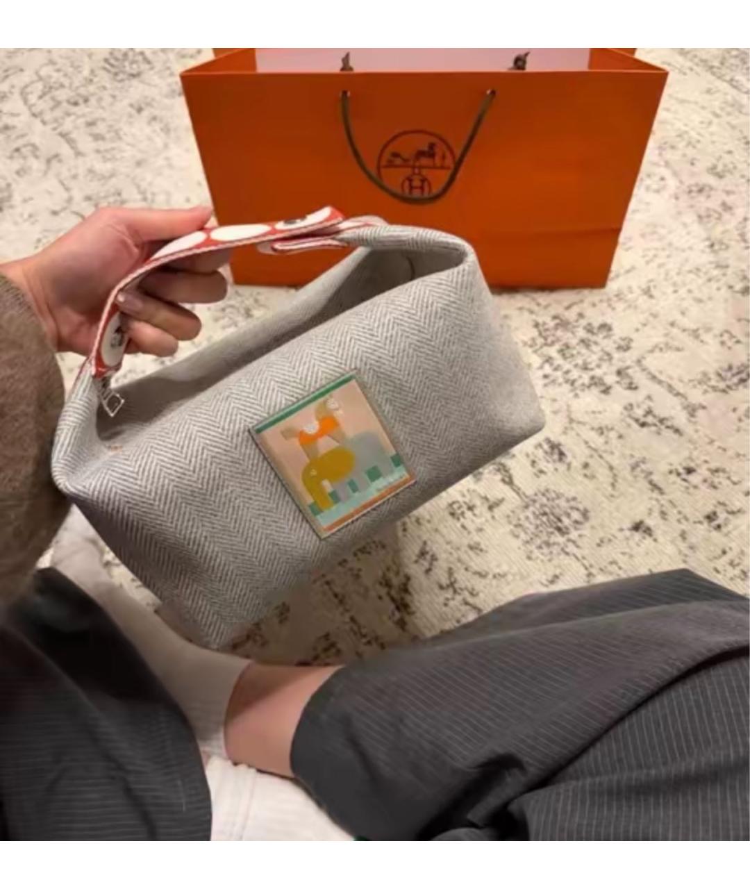 HERMES Серая косметичка, фото 5