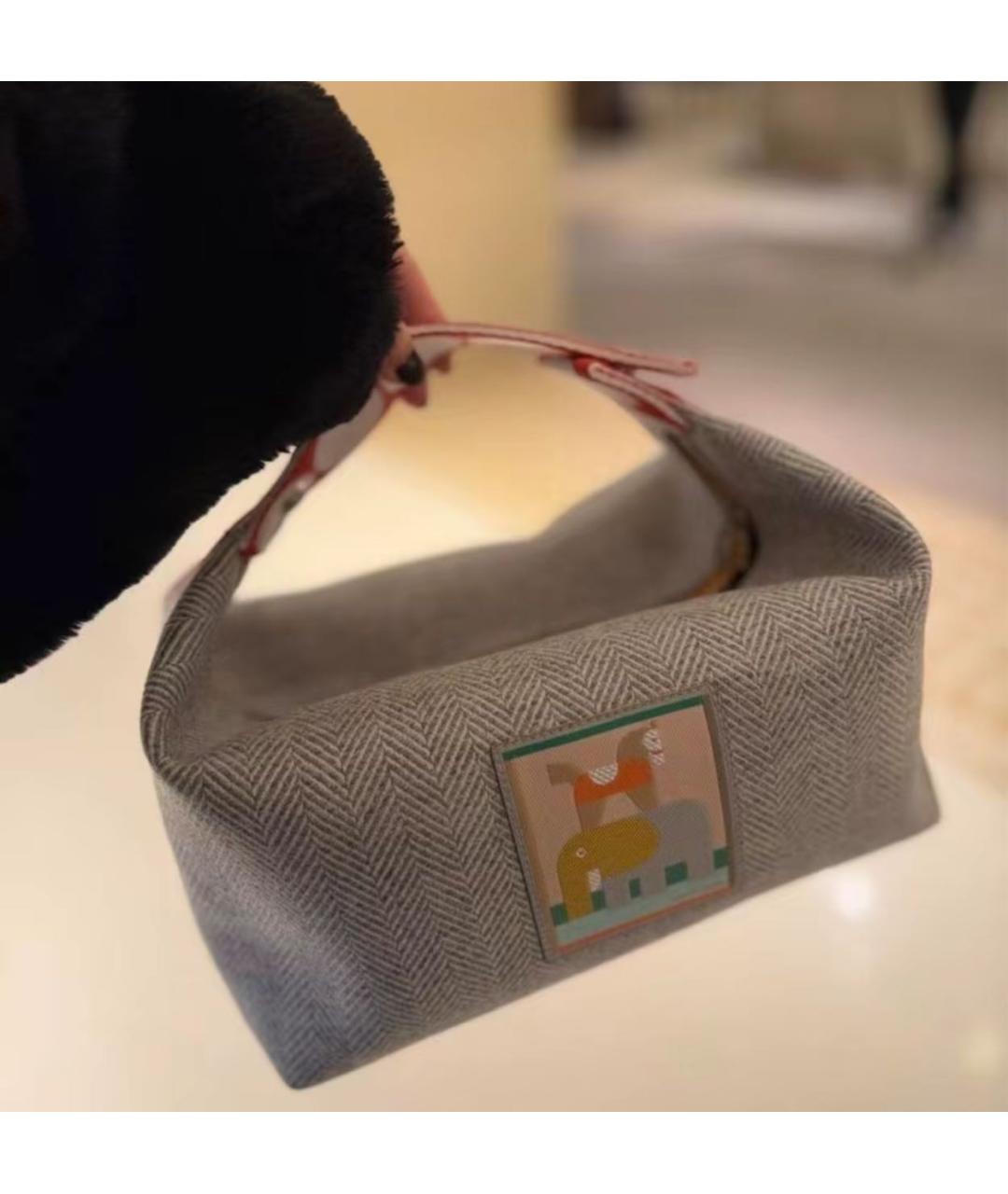HERMES Серая косметичка, фото 6