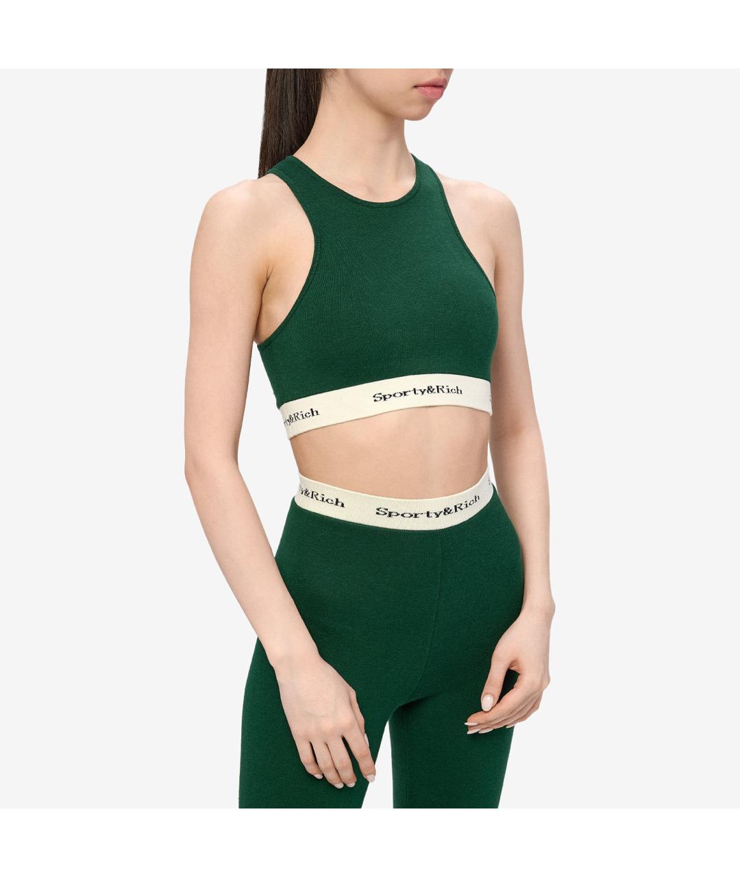 SPORTY AND RICH Зеленая хлопковая майка, фото 3
