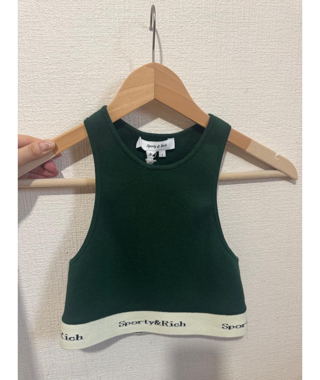 SPORTY AND RICH Зеленая хлопковая майка, фото 5