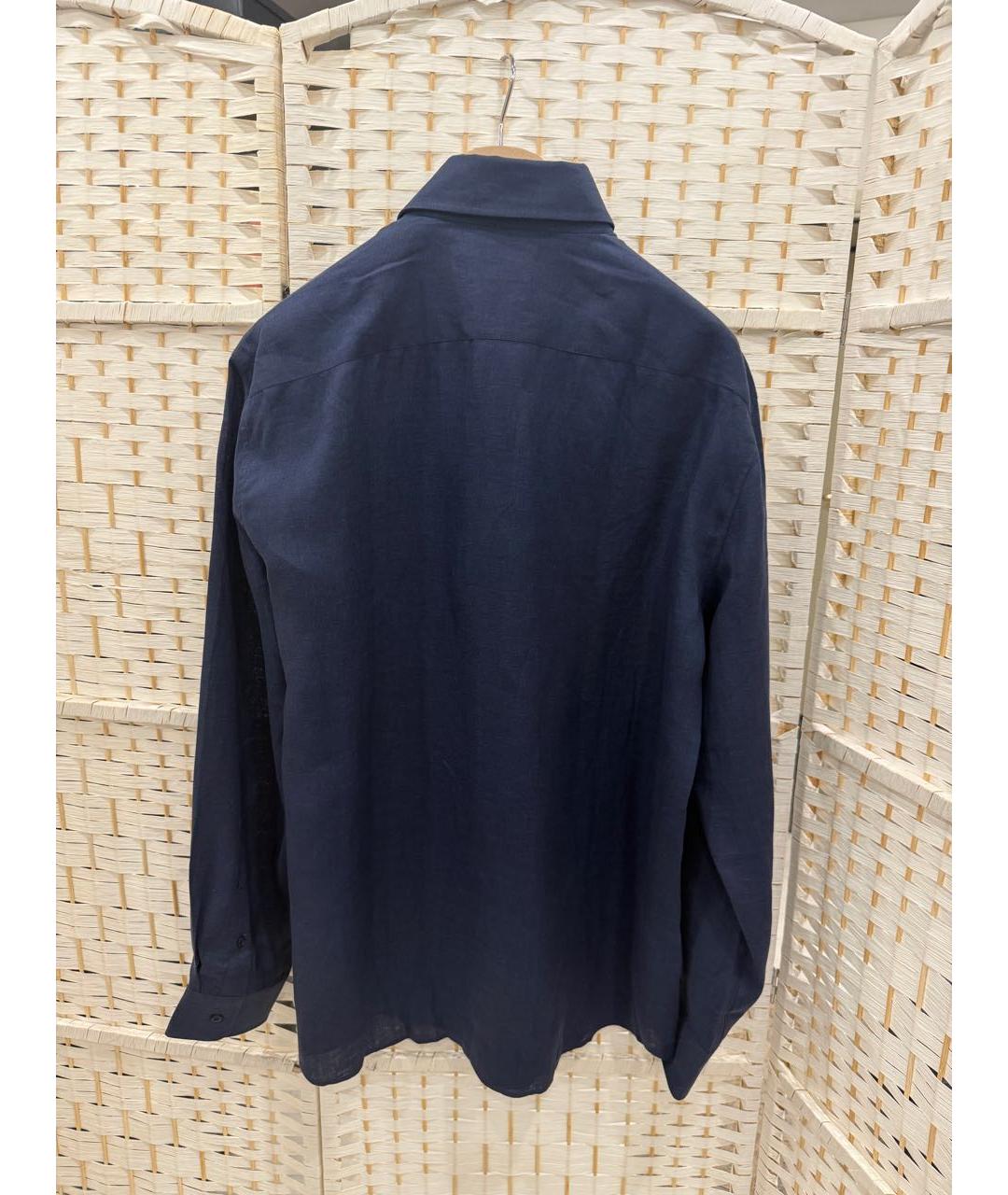 BRUNELLO CUCINELLI Темно-синяя льняная кэжуал рубашка, фото 2