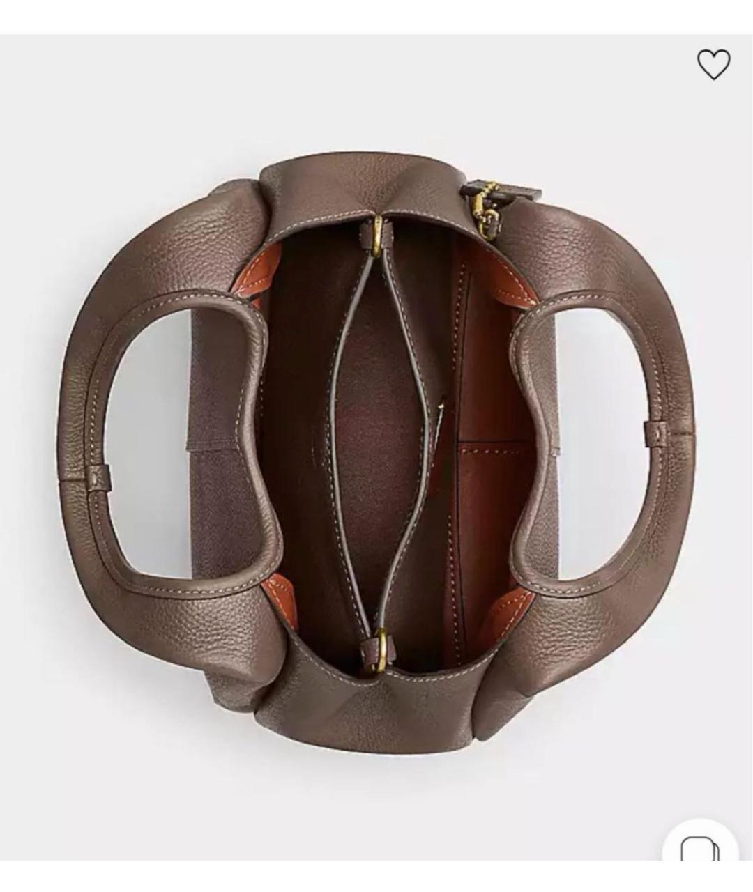 COACH Бежевая кожаная сумка с короткими ручками, фото 4