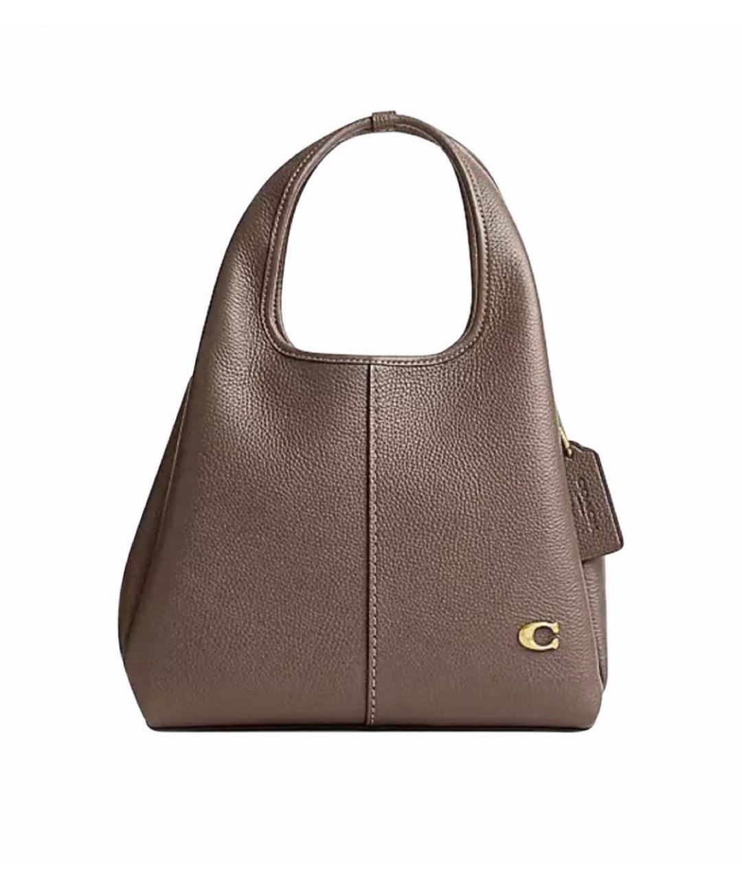 COACH Бежевая кожаная сумка с короткими ручками, фото 9