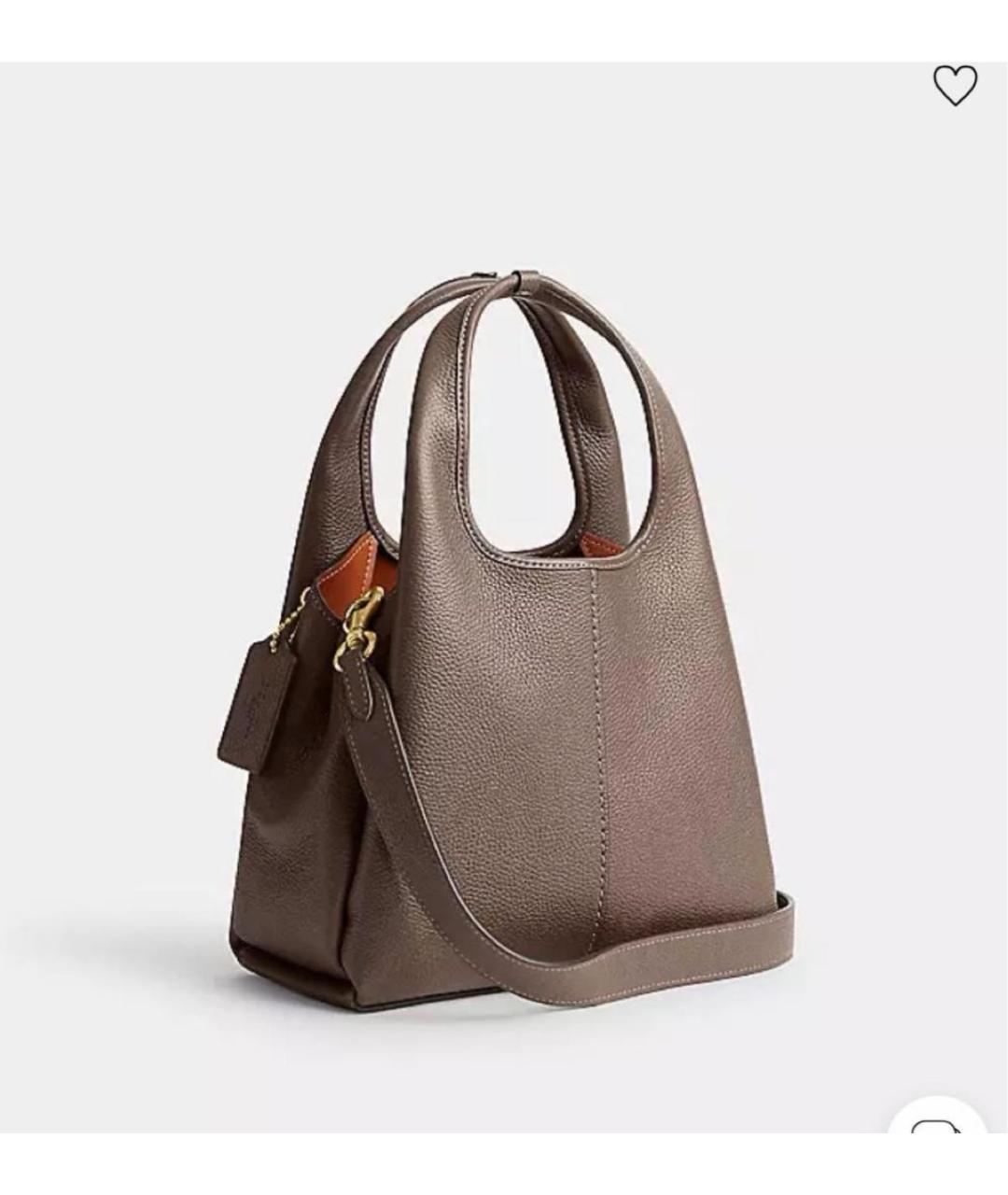 COACH Бежевая кожаная сумка с короткими ручками, фото 3