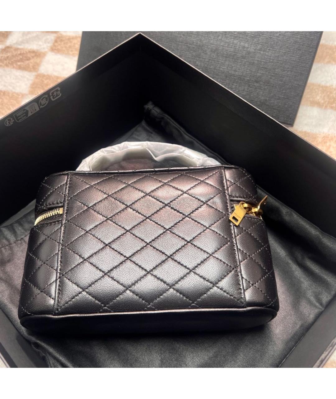 SAINT LAURENT Черная кожаная сумка с короткими ручками, фото 8