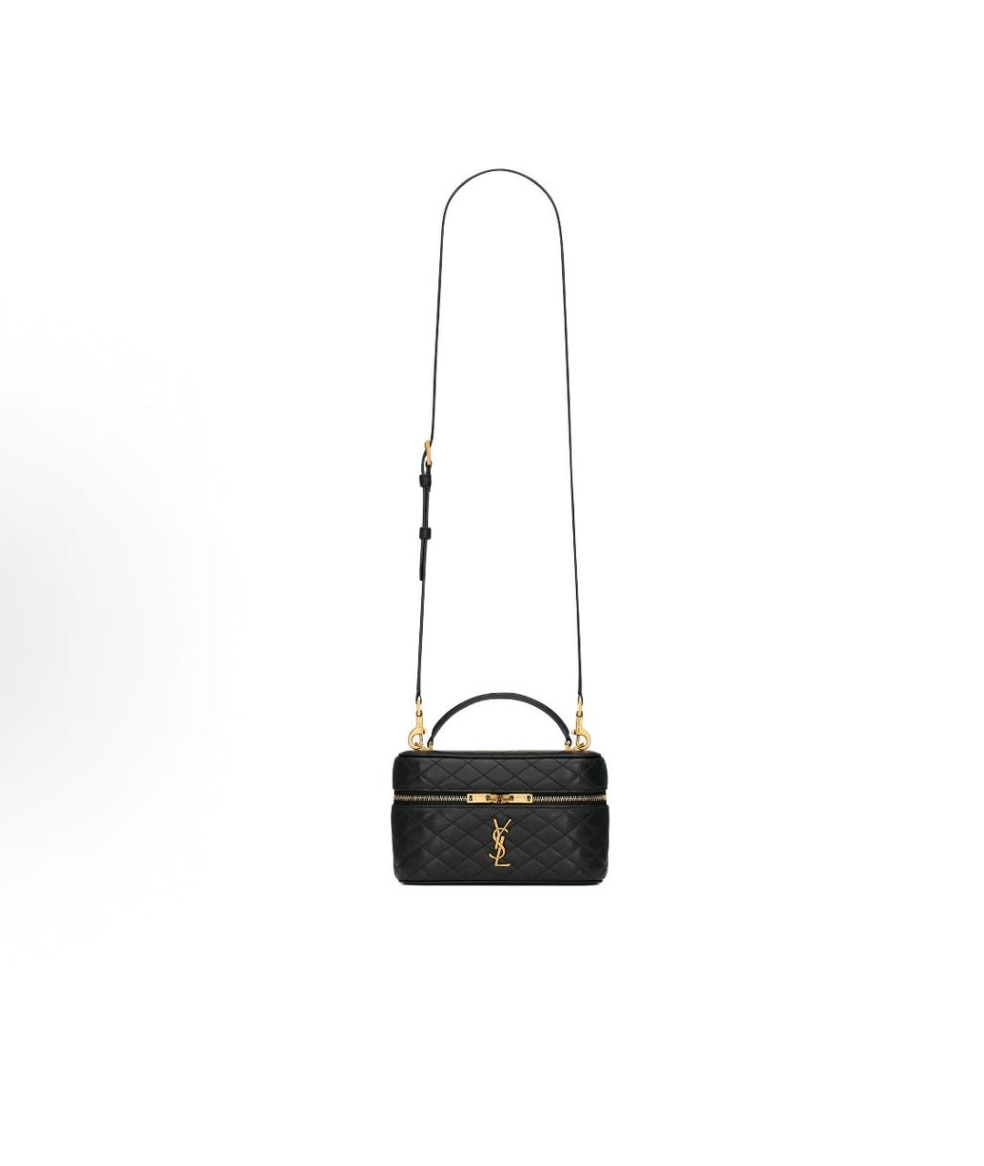 SAINT LAURENT Черная кожаная сумка с короткими ручками, фото 2