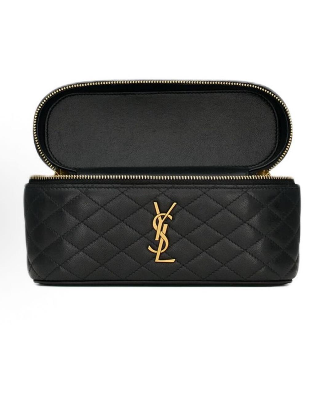 SAINT LAURENT Черная кожаная сумка с короткими ручками, фото 3