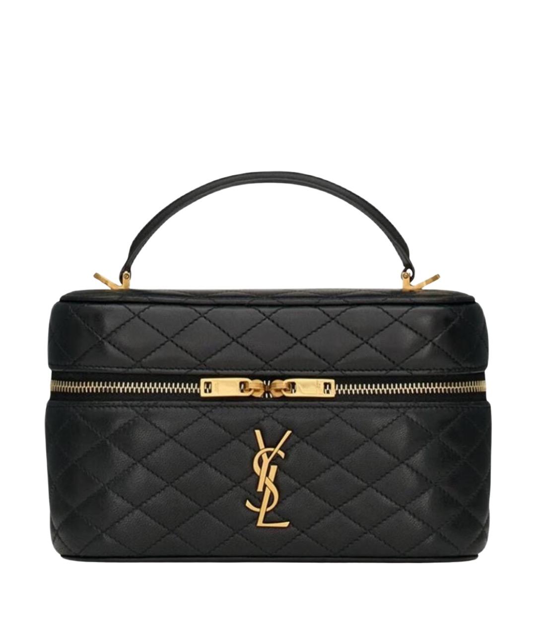 SAINT LAURENT Черная кожаная сумка с короткими ручками, фото 1