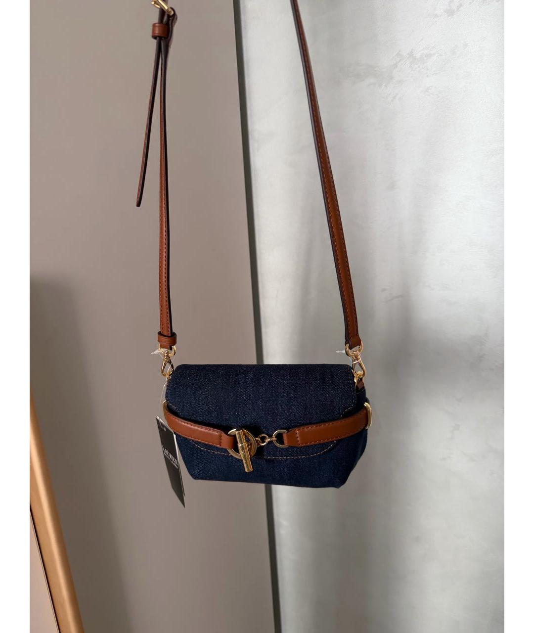 RALPH LAUREN Темно-синяя деним сумка через плечо, фото 3
