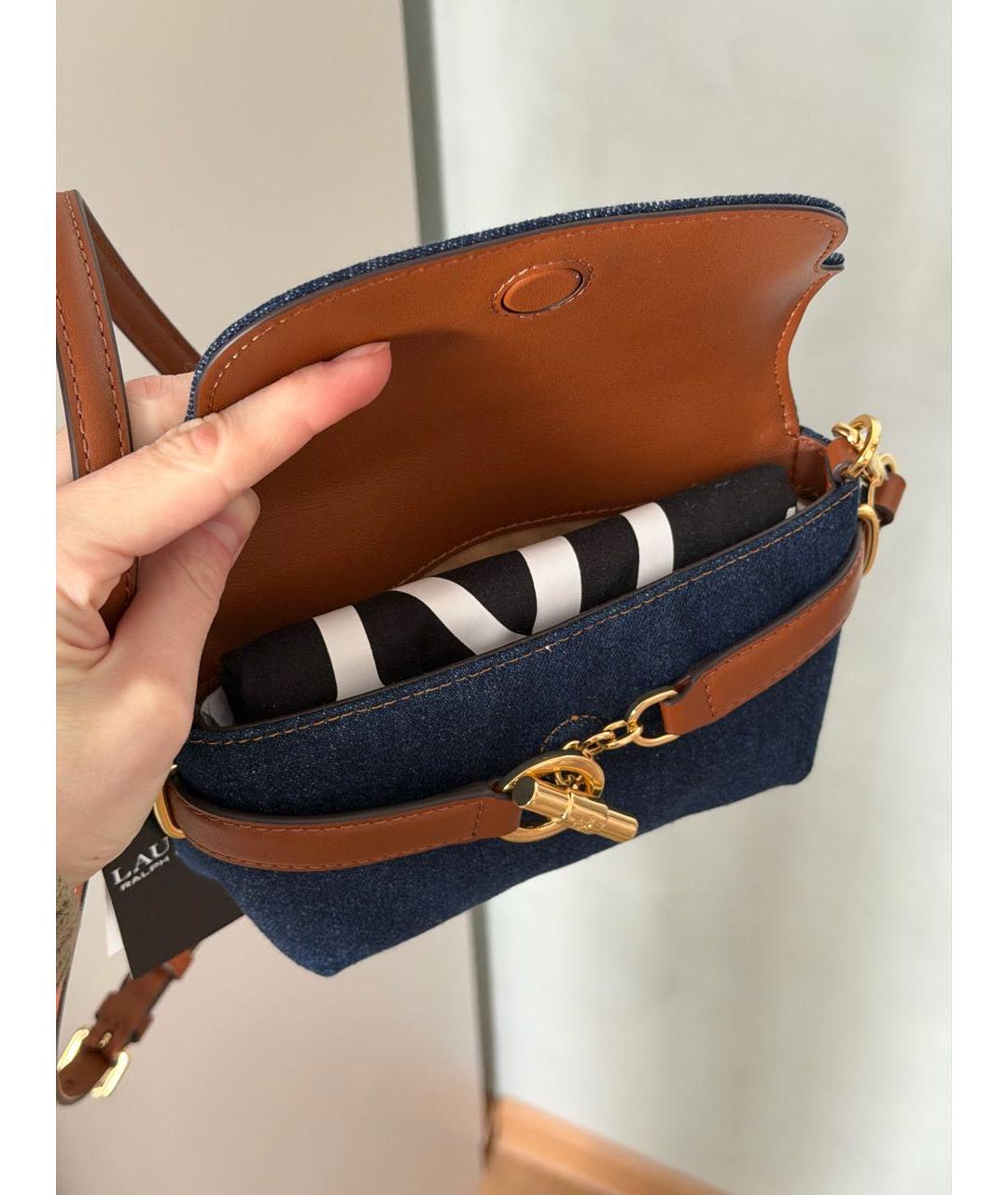 RALPH LAUREN Темно-синяя деним сумка через плечо, фото 6