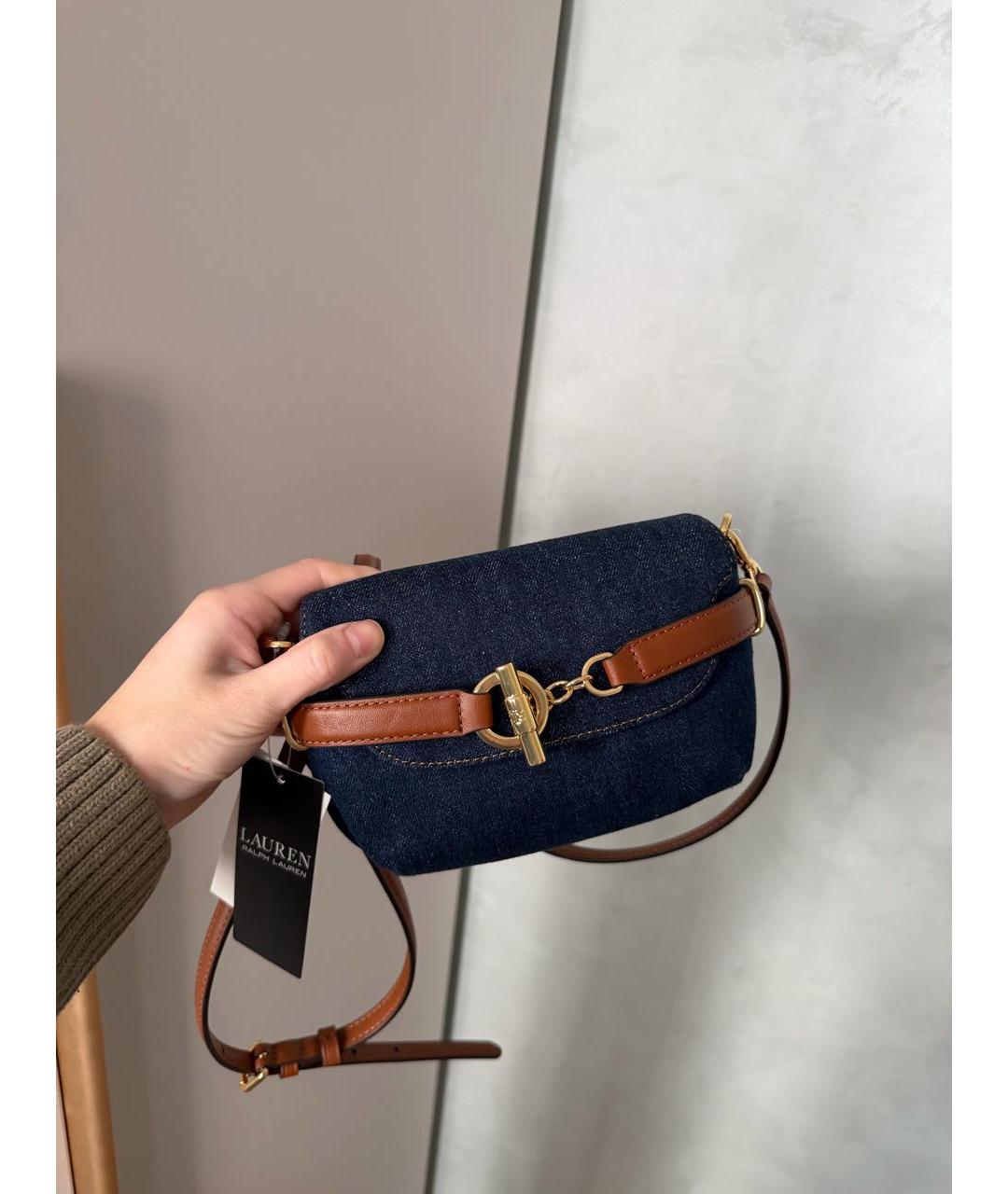 RALPH LAUREN Темно-синяя деним сумка через плечо, фото 4