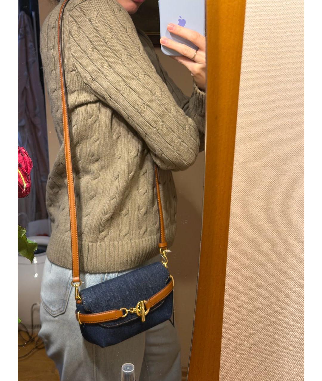 RALPH LAUREN Темно-синяя деним сумка через плечо, фото 8