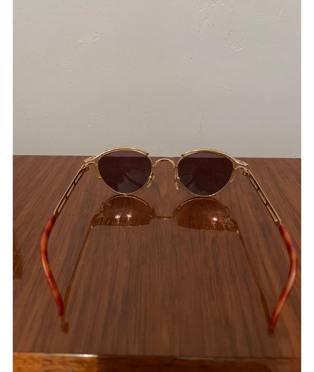 JEAN PAUL GAULTIER Золотые металлические солнцезащитные очки, фото 5