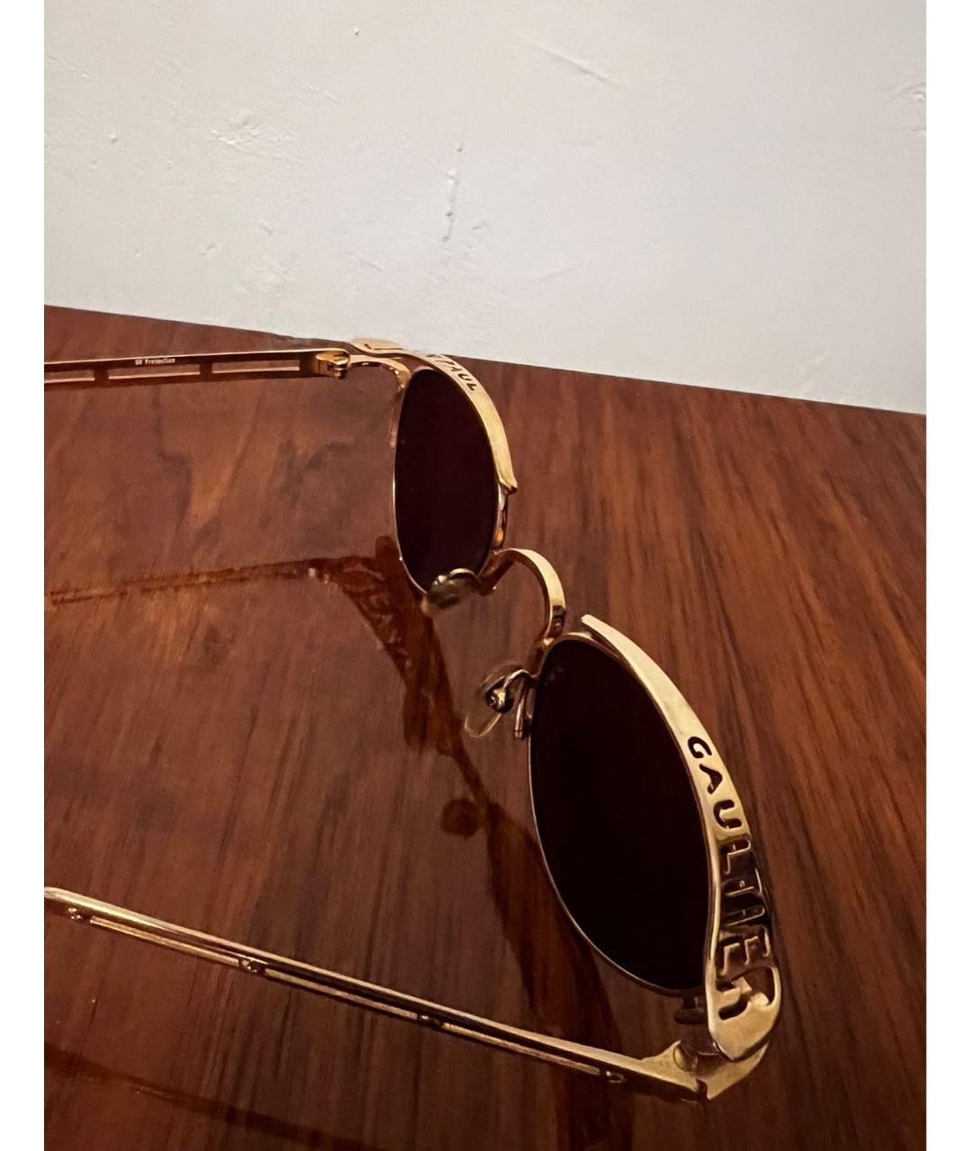 JEAN PAUL GAULTIER Золотые металлические солнцезащитные очки, фото 7