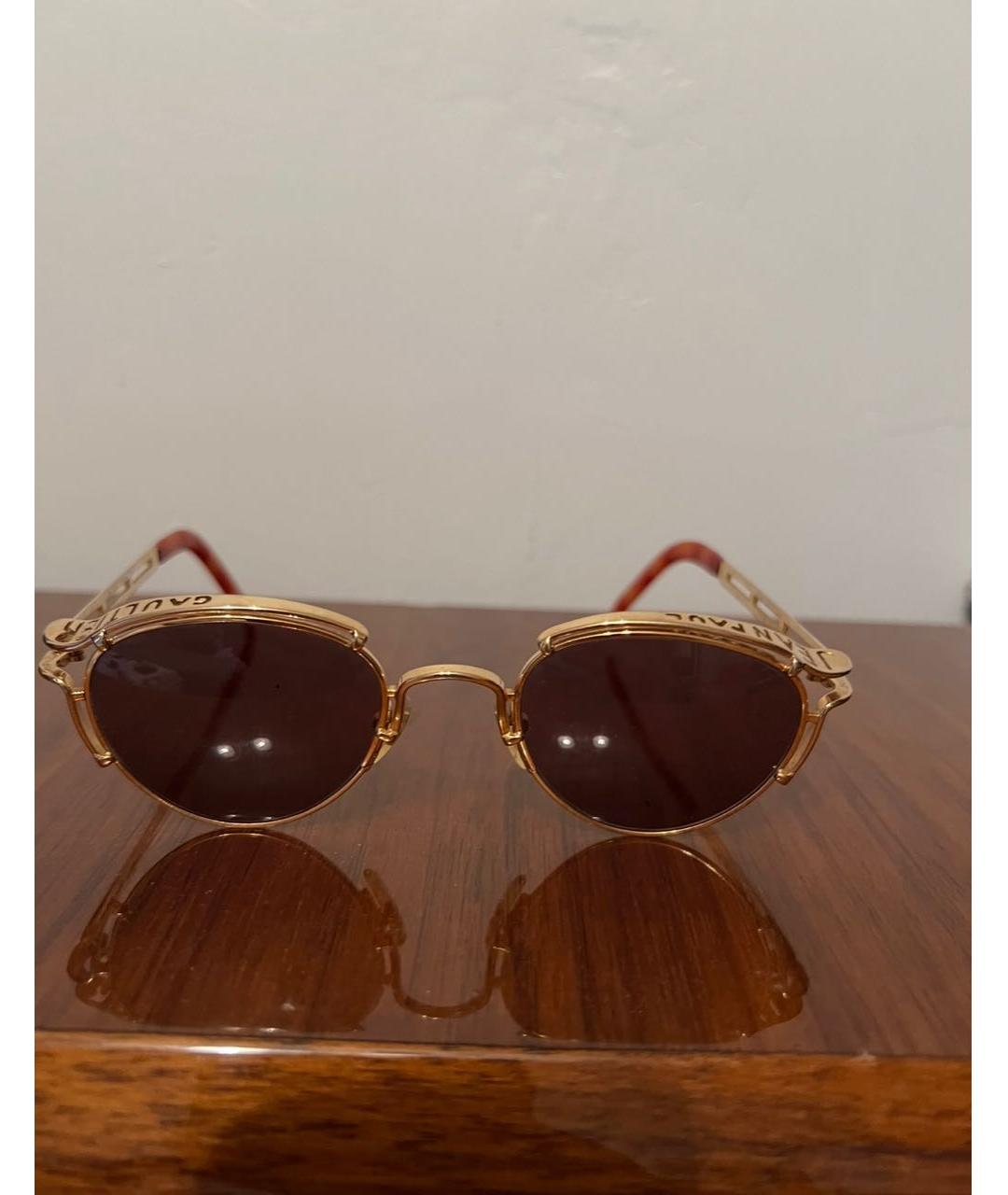 JEAN PAUL GAULTIER Золотые металлические солнцезащитные очки, фото 3