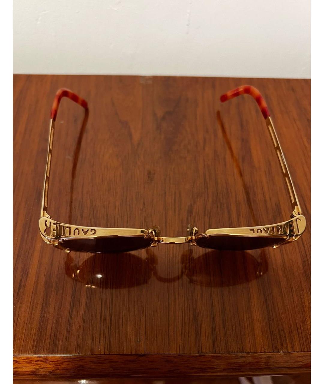 JEAN PAUL GAULTIER Золотые металлические солнцезащитные очки, фото 2