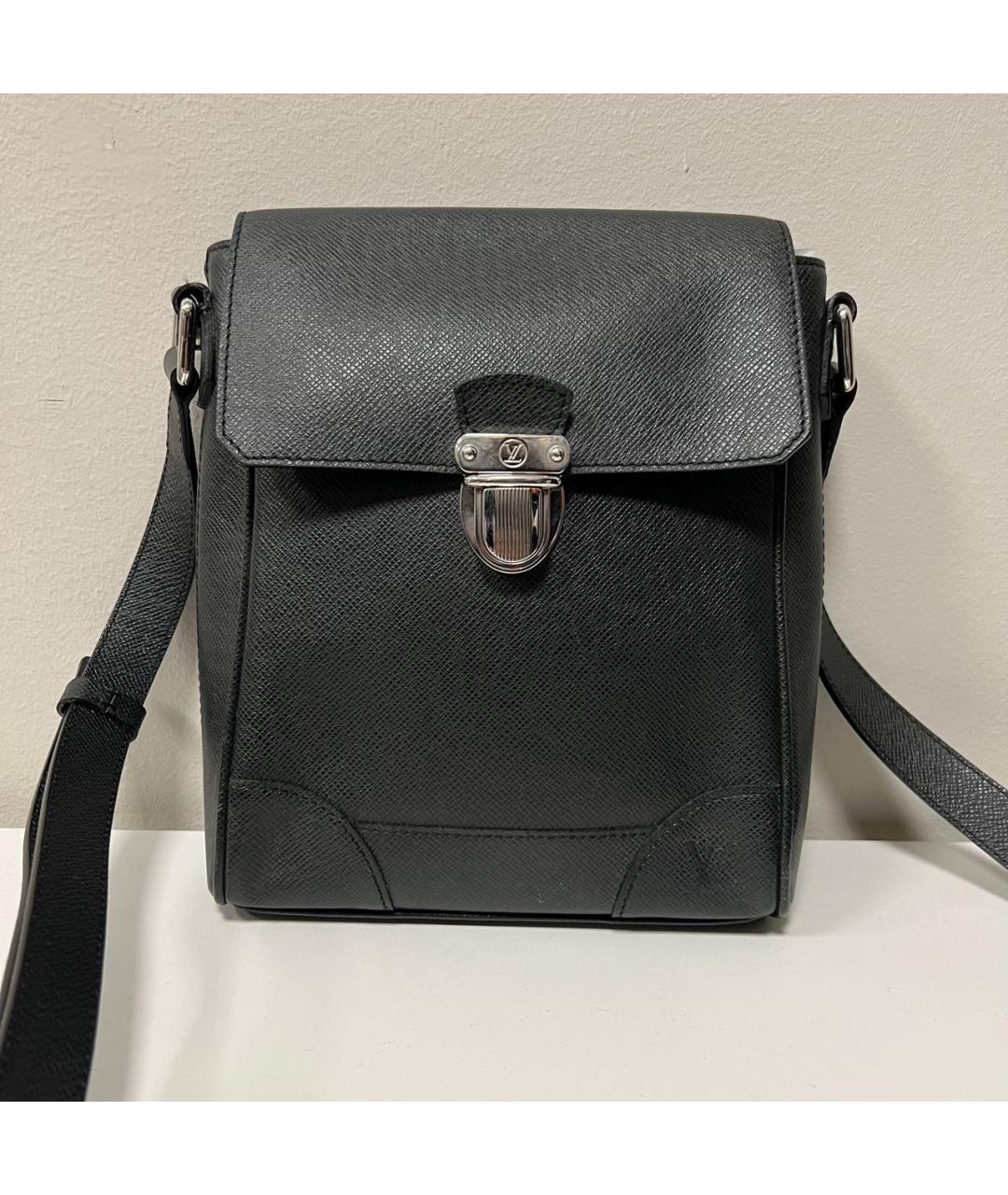 LOUIS VUITTON Черная кожаная сумка на плечо, фото 2