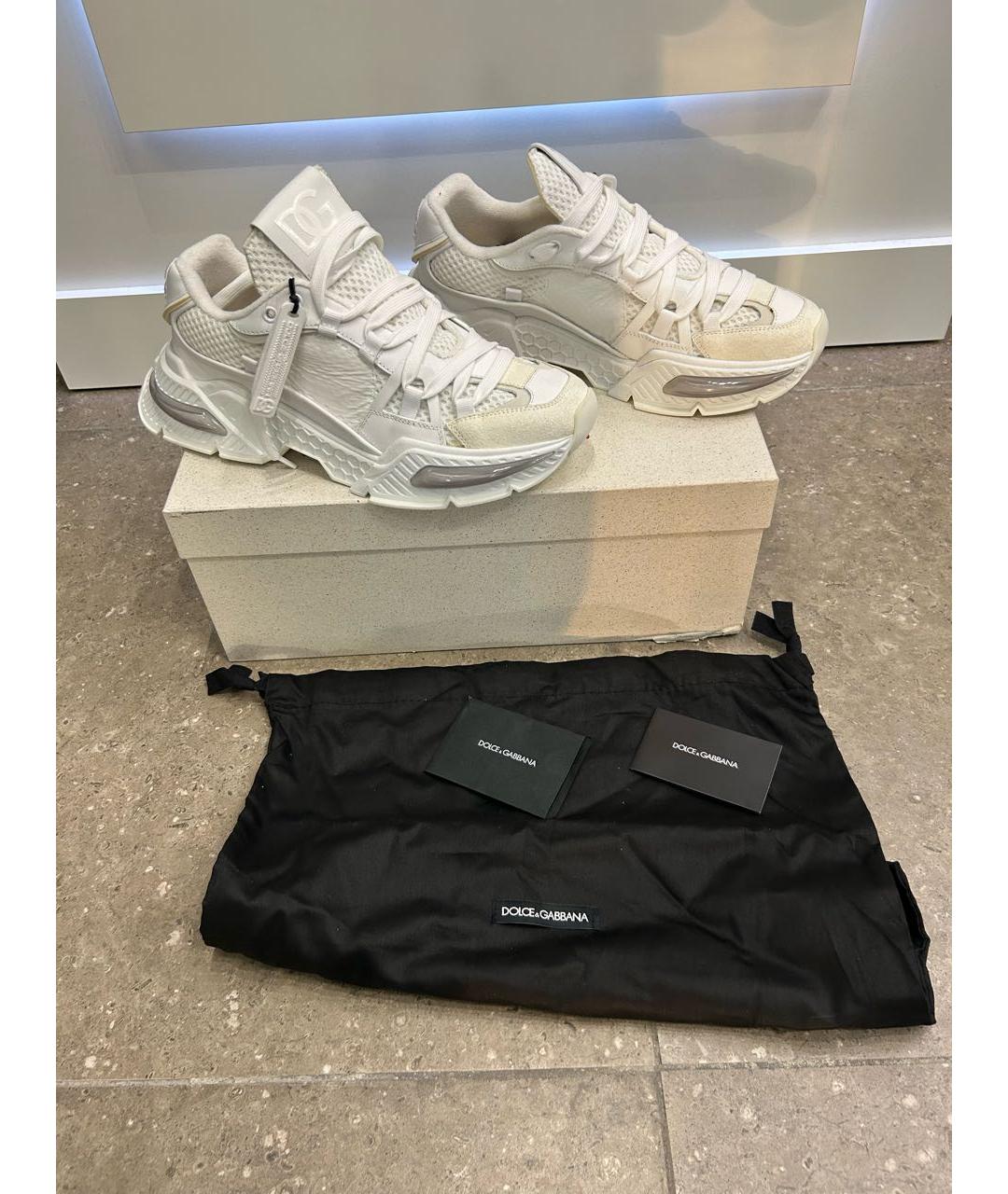 DOLCE&GABBANA Белые синтетические низкие кроссовки / кеды, фото 5