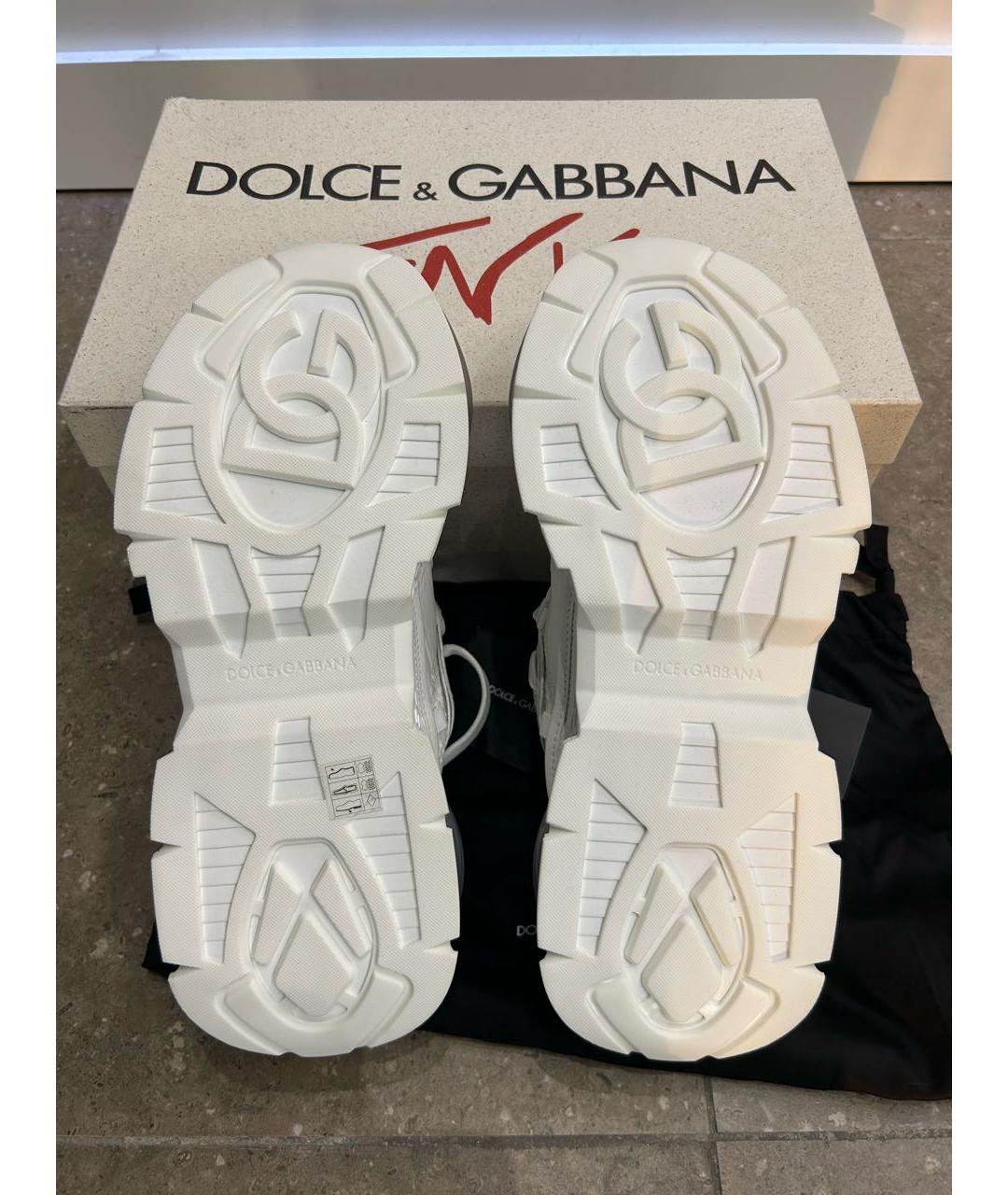 DOLCE&GABBANA Белые синтетические низкие кроссовки / кеды, фото 6