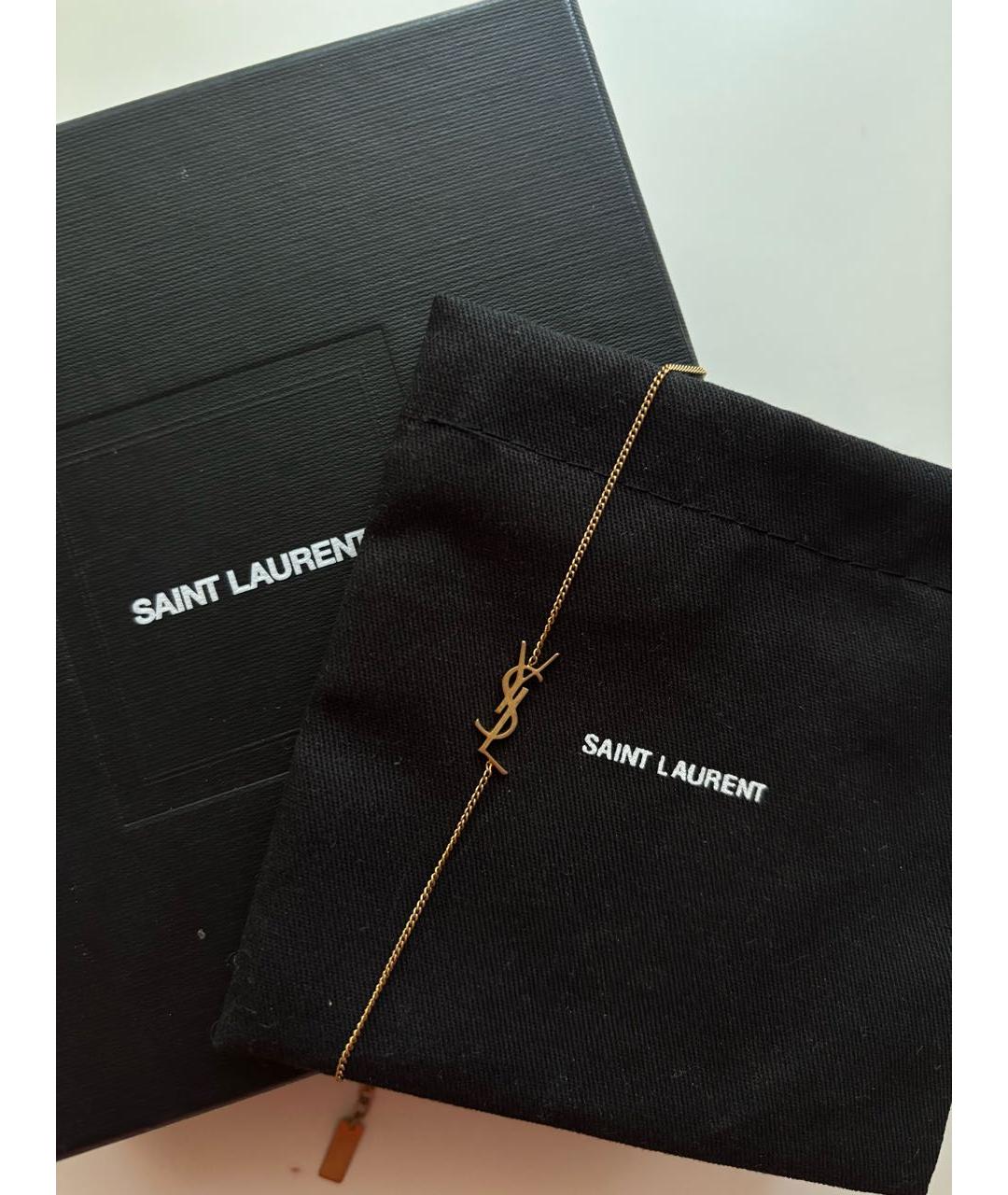 SAINT LAURENT Золотой латунный браслет, фото 3