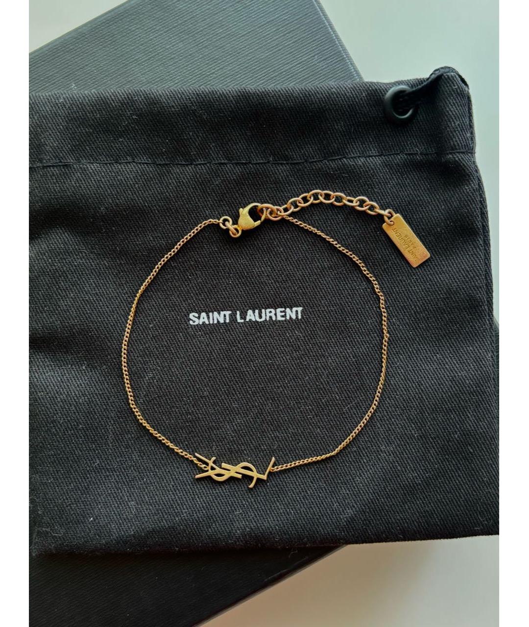 SAINT LAURENT Золотой латунный браслет, фото 2