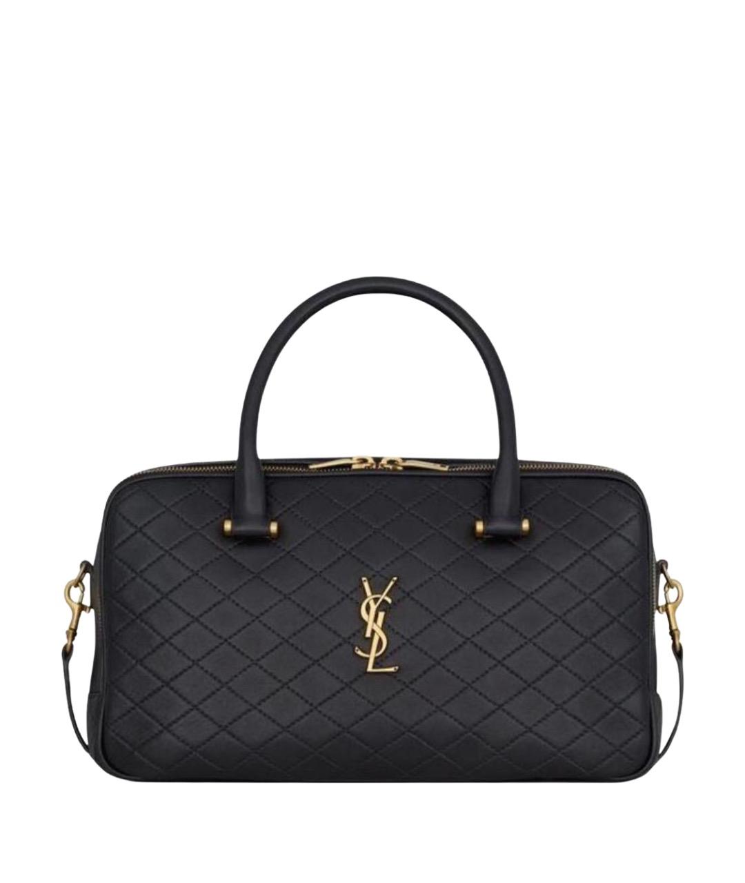 SAINT LAURENT Черная кожаная сумка с короткими ручками, фото 1