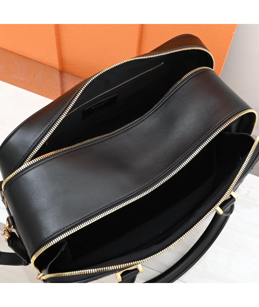 SAINT LAURENT Черная кожаная сумка с короткими ручками, фото 6