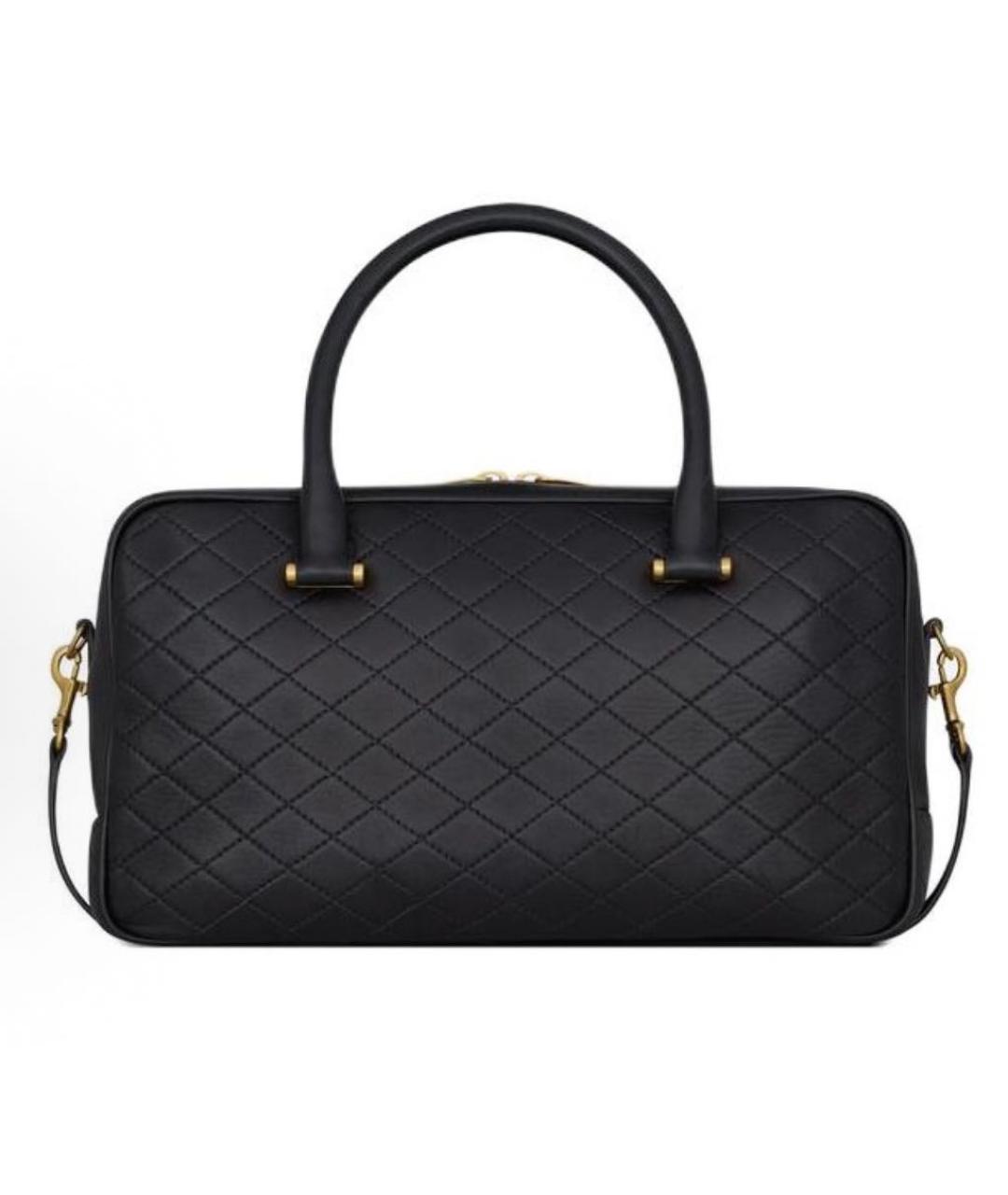 SAINT LAURENT Черная кожаная сумка с короткими ручками, фото 3