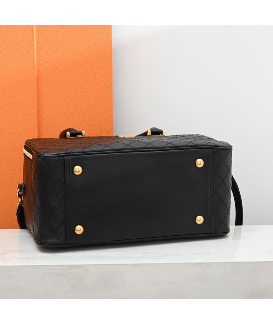 SAINT LAURENT Черная кожаная сумка с короткими ручками, фото 5