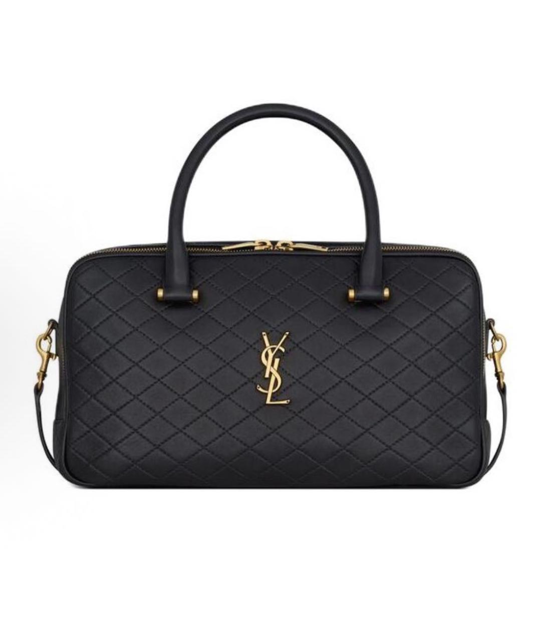 SAINT LAURENT Черная кожаная сумка с короткими ручками, фото 9