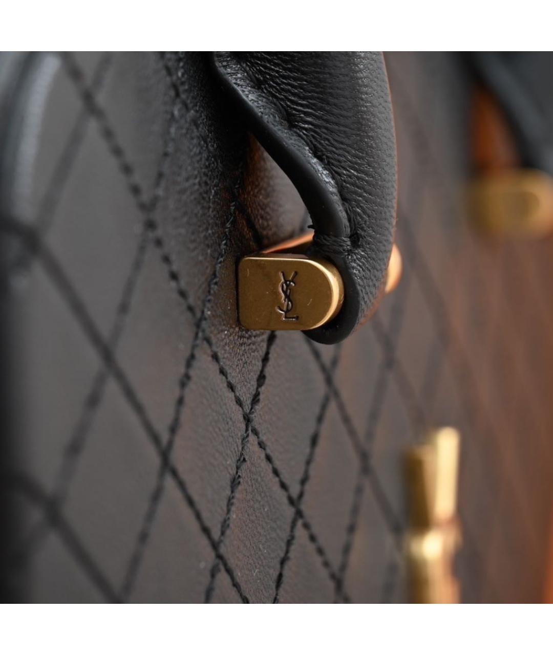 SAINT LAURENT Черная кожаная сумка с короткими ручками, фото 7