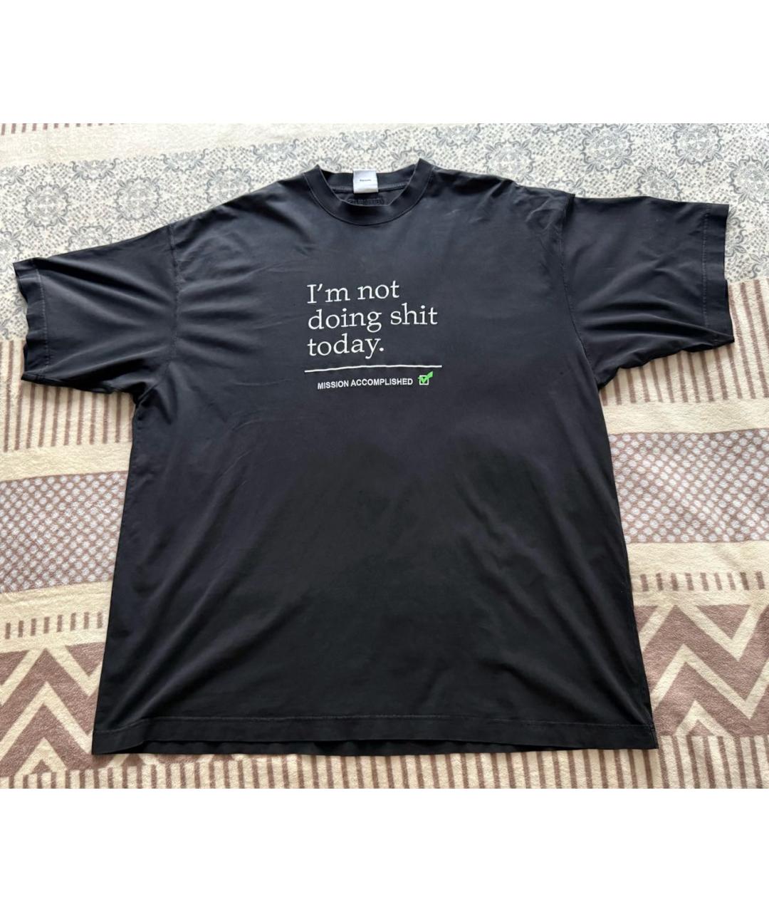 VETEMENTS Черная хлопковая футболка, фото 7