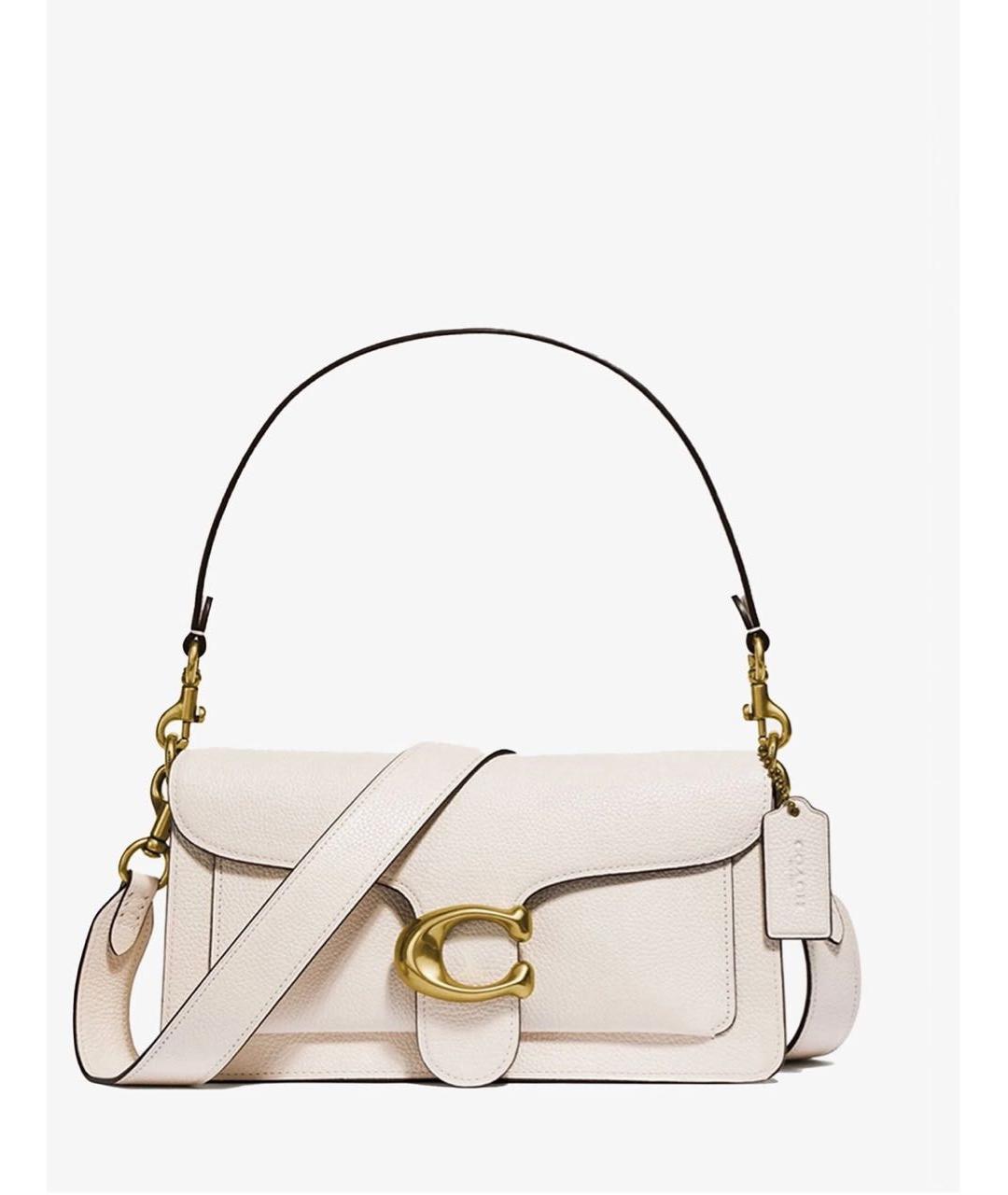 COACH Белая кожаная сумка с короткими ручками, фото 9