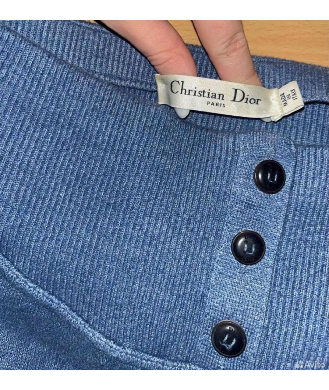 CHRISTIAN DIOR Голубые ацетатные шорты, фото 2