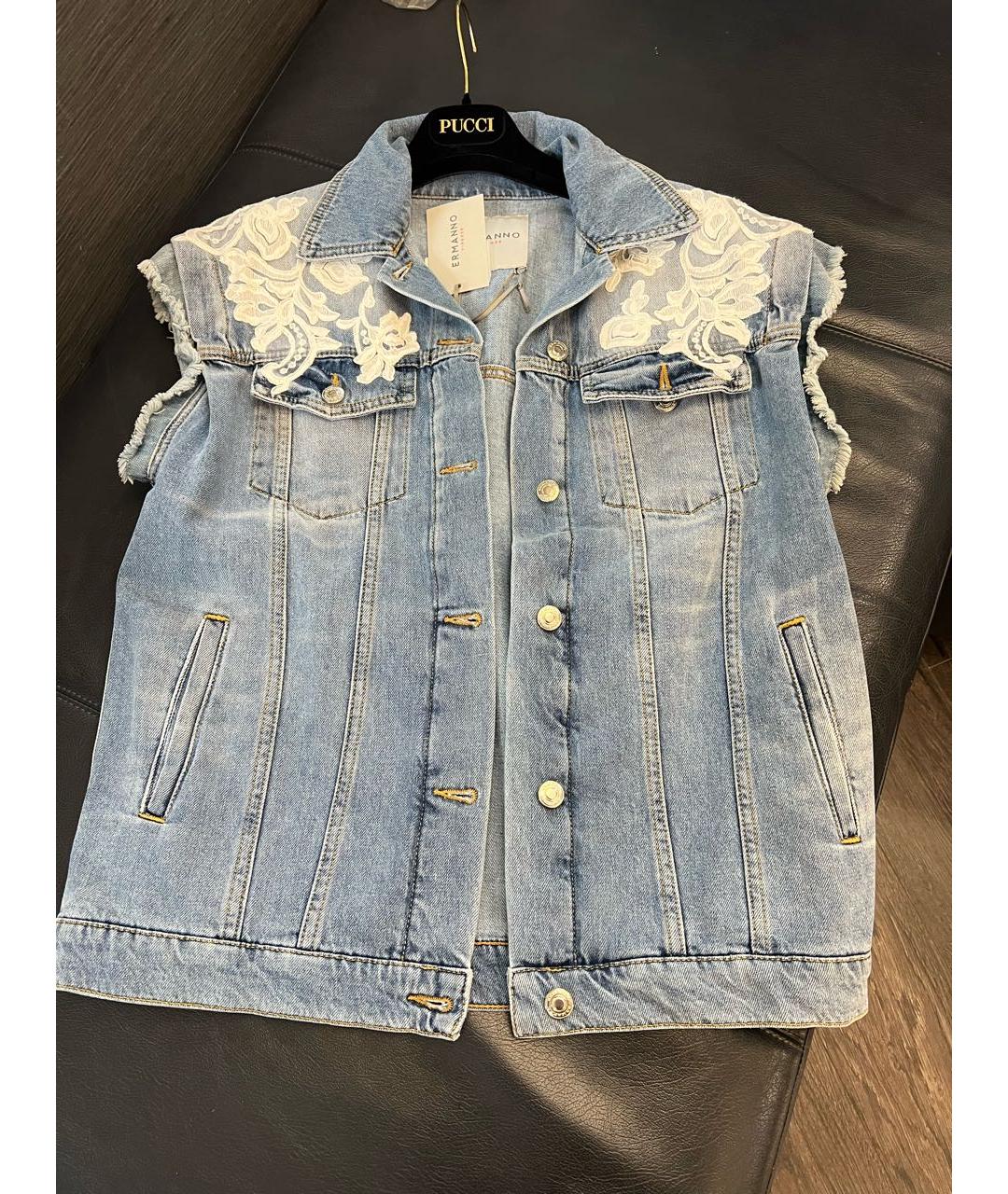 ERMANNO SCERVINO Синий хлопковый жилет, фото 5