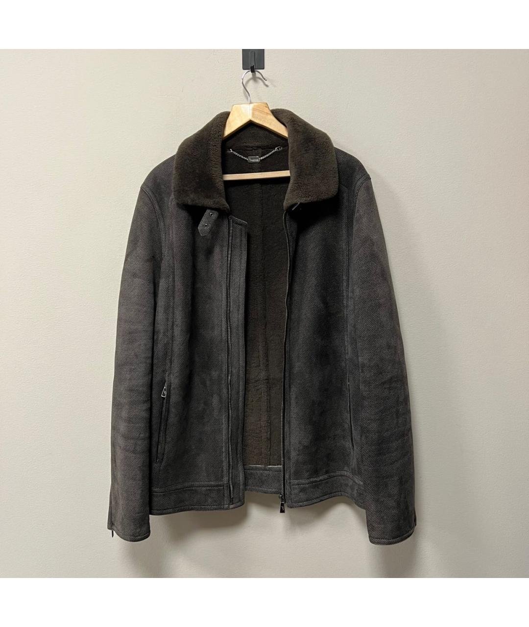 BILLIONAIRE Антрацитовая шерстяная дубленка/шуба, фото 3