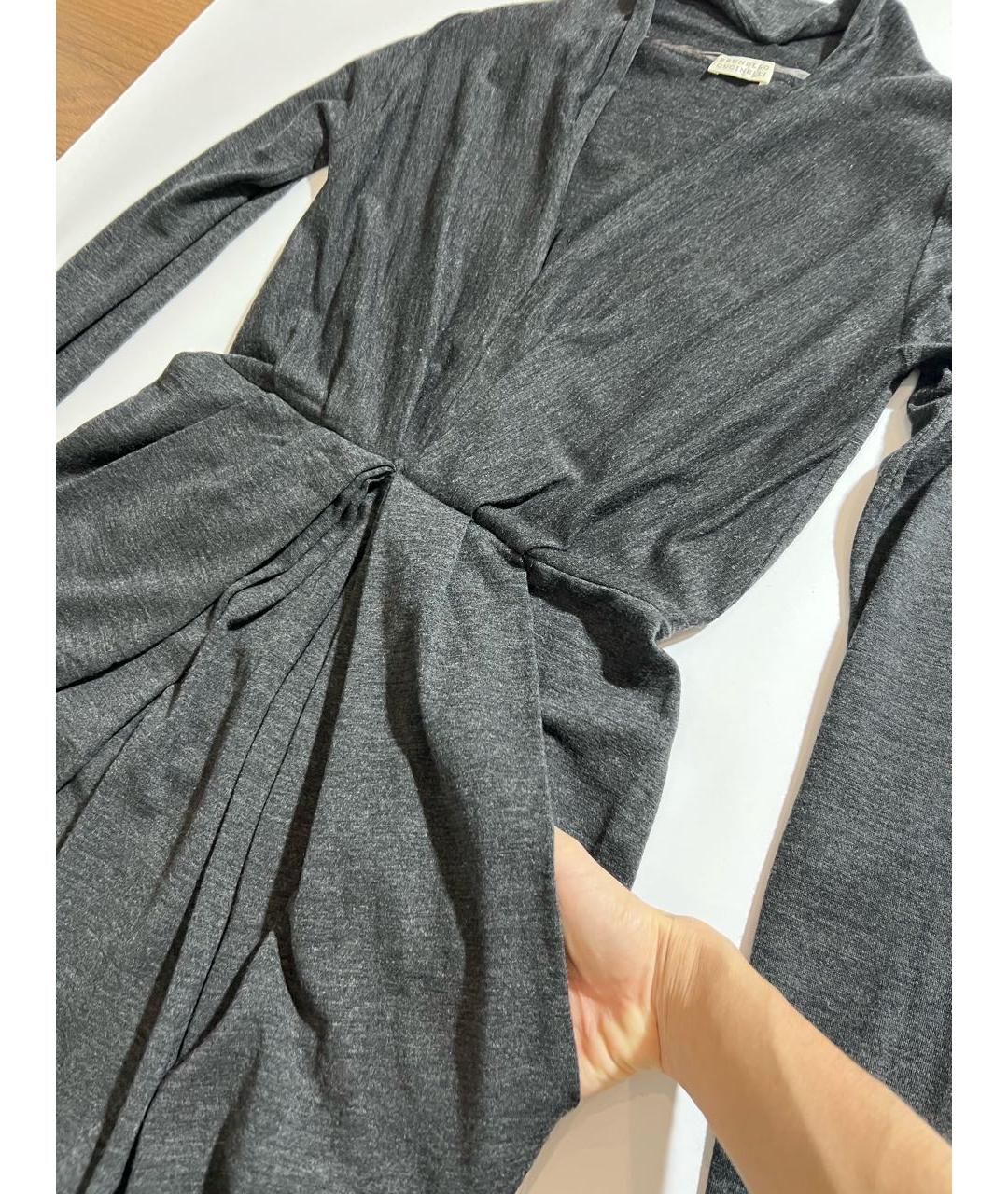 BRUNELLO CUCINELLI Серое шерстяное повседневное платье, фото 6