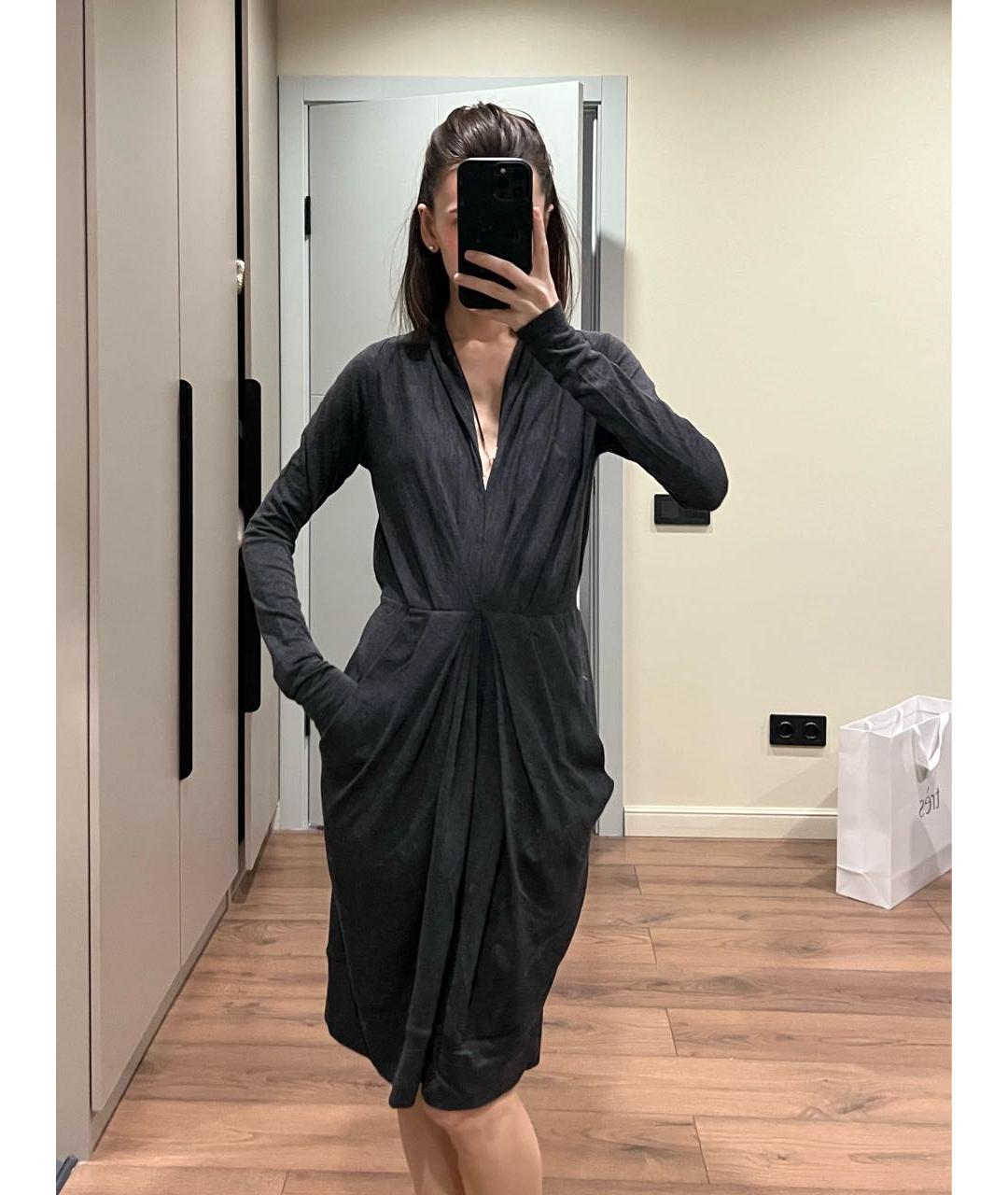 BRUNELLO CUCINELLI Серое шерстяное повседневное платье, фото 8