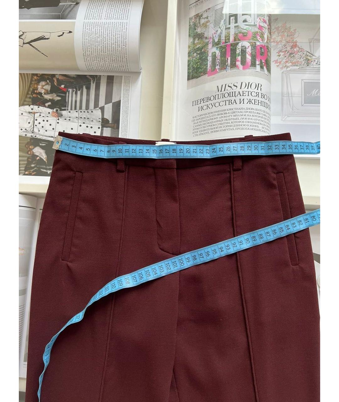 HERMES Бордовые брюки узкие, фото 6