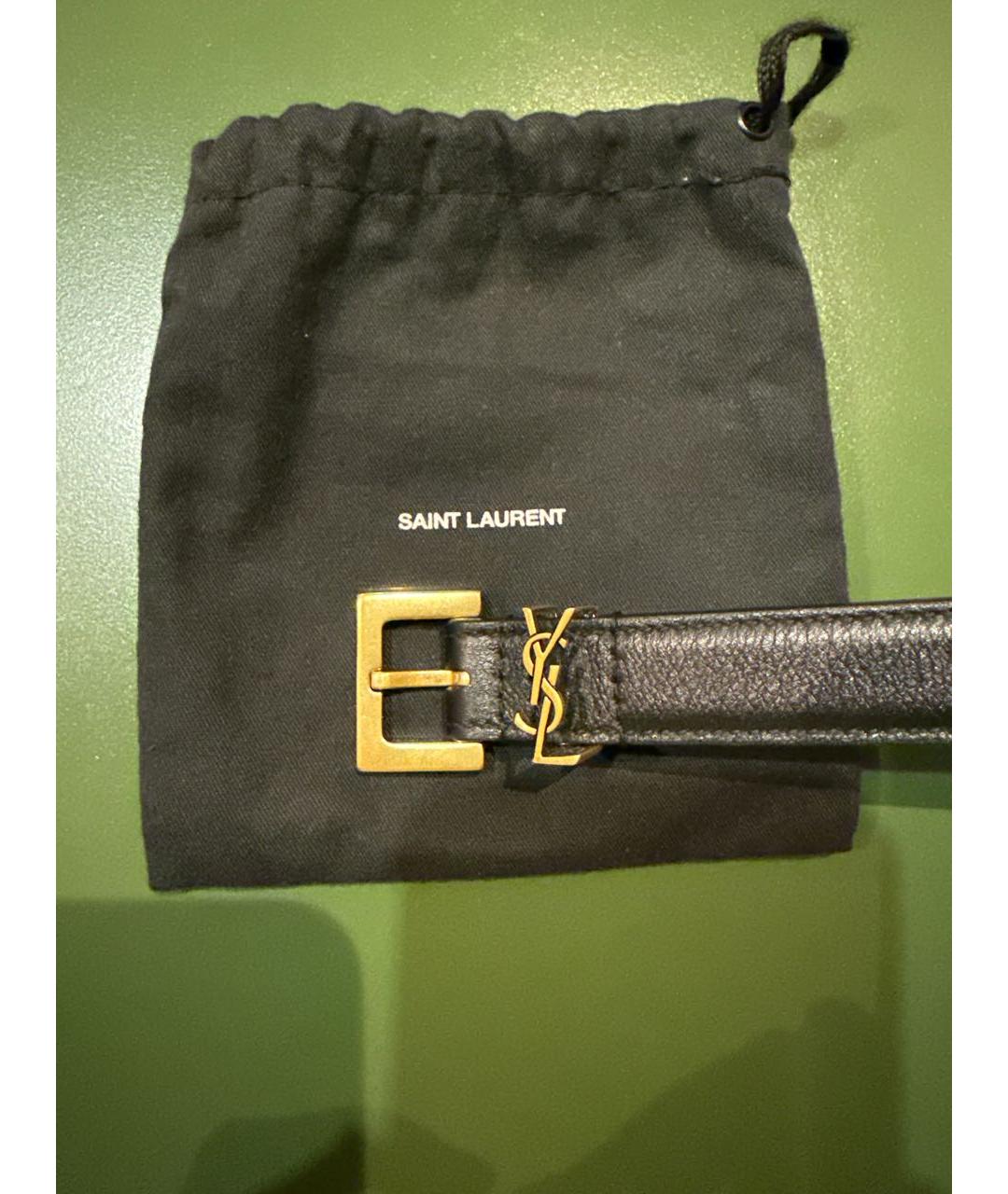 SAINT LAURENT Черный кожаный ремень, фото 2